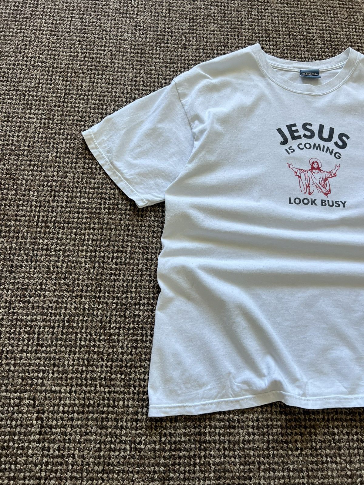 Vintage RARE Vintage Jesus Coming Look Busy Single Stitch Shirt Size US XL / EU 56 / 4 - 6 Thumbnail