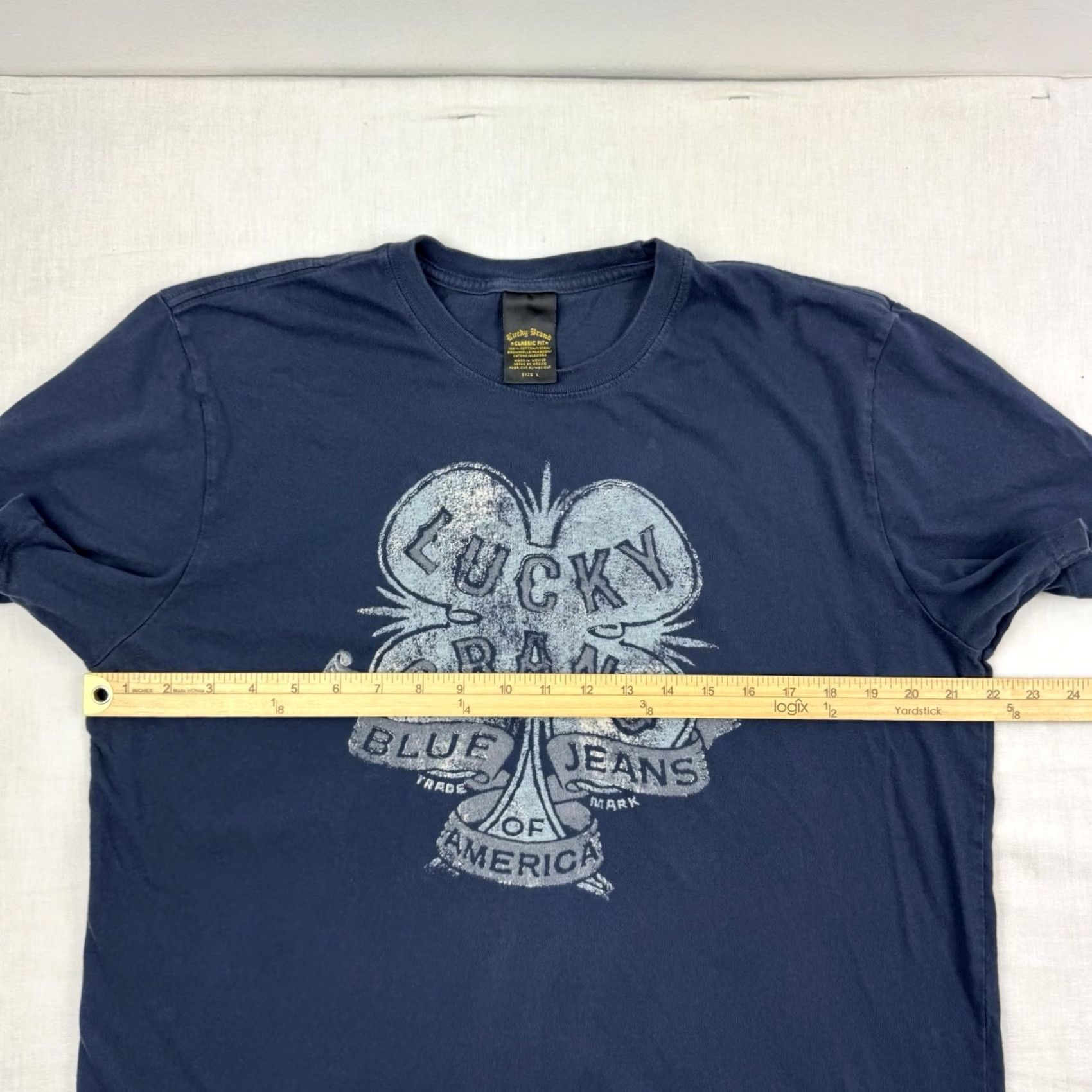 Lucky Brand VINTAGE Lucky Brand T Shirt Adult Large 4 Leaf Clover Hipster Y2K 2000s Blue Cotton Crew Neck Short Sleeve Men Mens L/XL Size US L / EU 52-54 / 3 - 7 Thumbnail