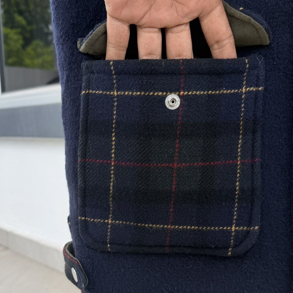 Japanese Brand Black & Blue Wool Vest Tartan Panel Heritage Utility Vest Size US M / EU 48-50 / 2 - 7 Thumbnail