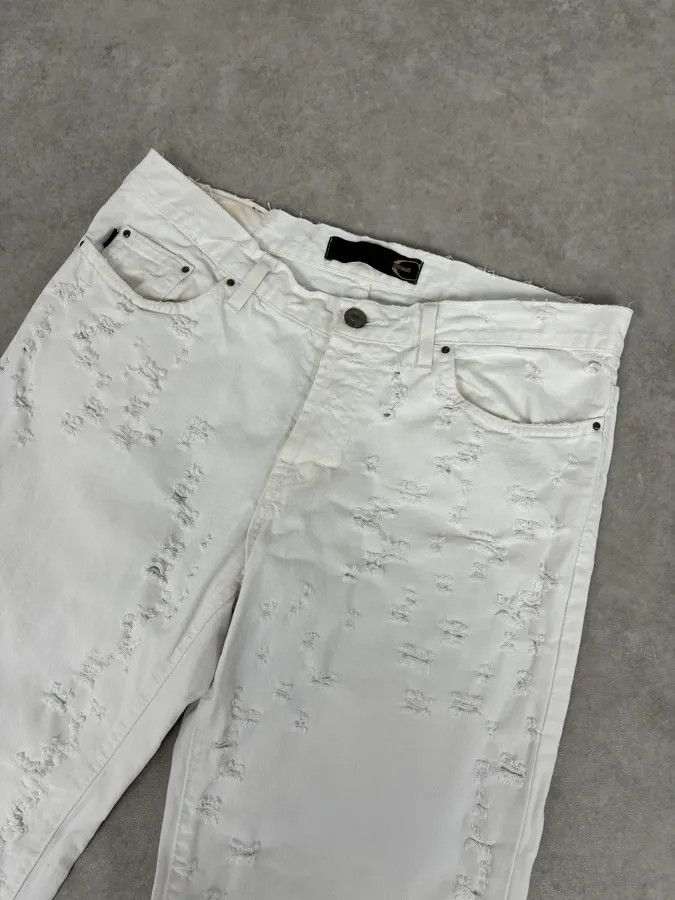 Just Cavalli SS2004 Cavalli Distressed White Denim Jeans Size US 32 / EU 48 - 5 Thumbnail