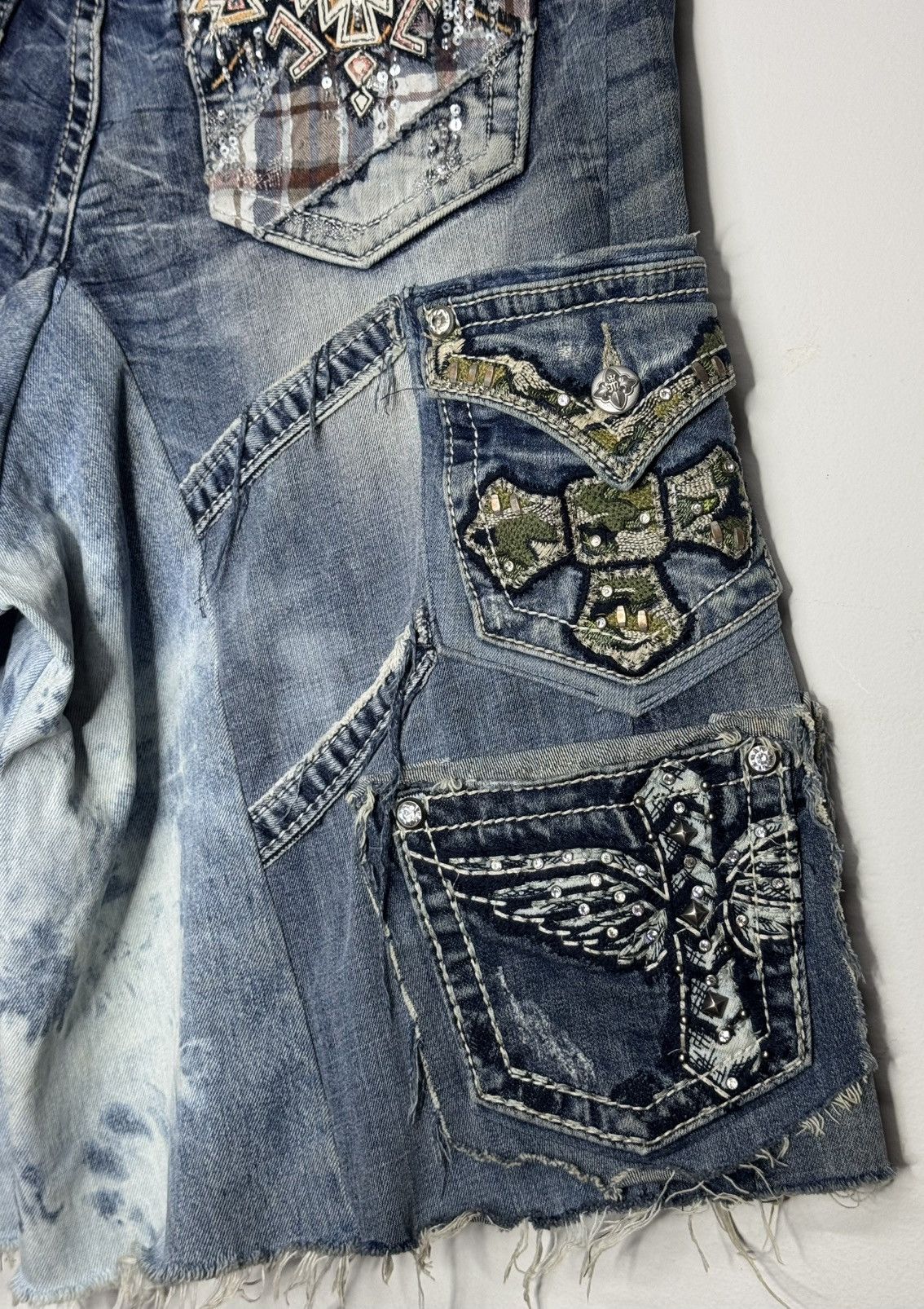 Other Studded Baggy Distressed Denim Shorts Size US 34 / EU 50 - 5 Thumbnail