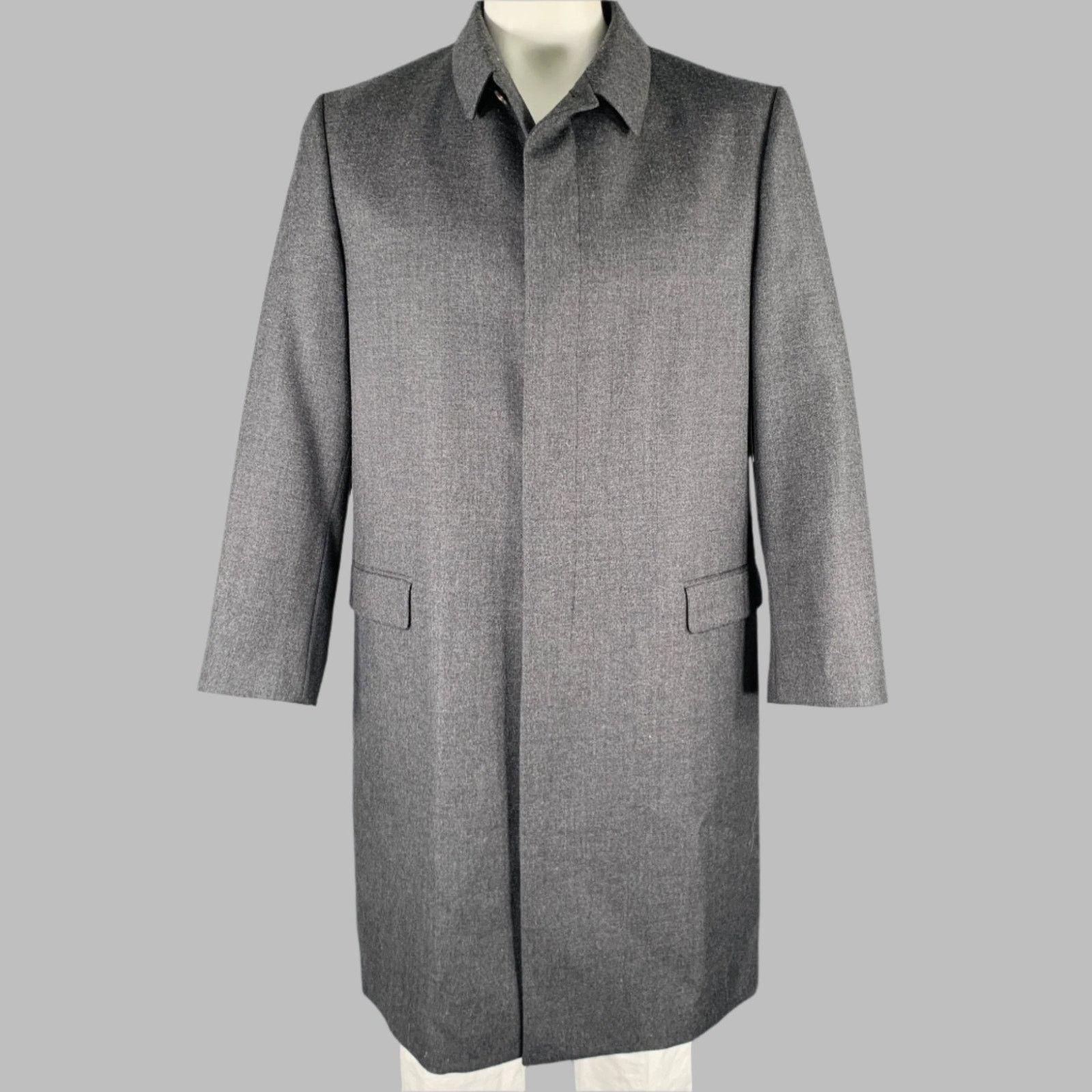 Prada PRADA Size 46 Grey Wool Hidden Buttons Coat Size US XL / EU 56 / 4 - 1 Thumbnail