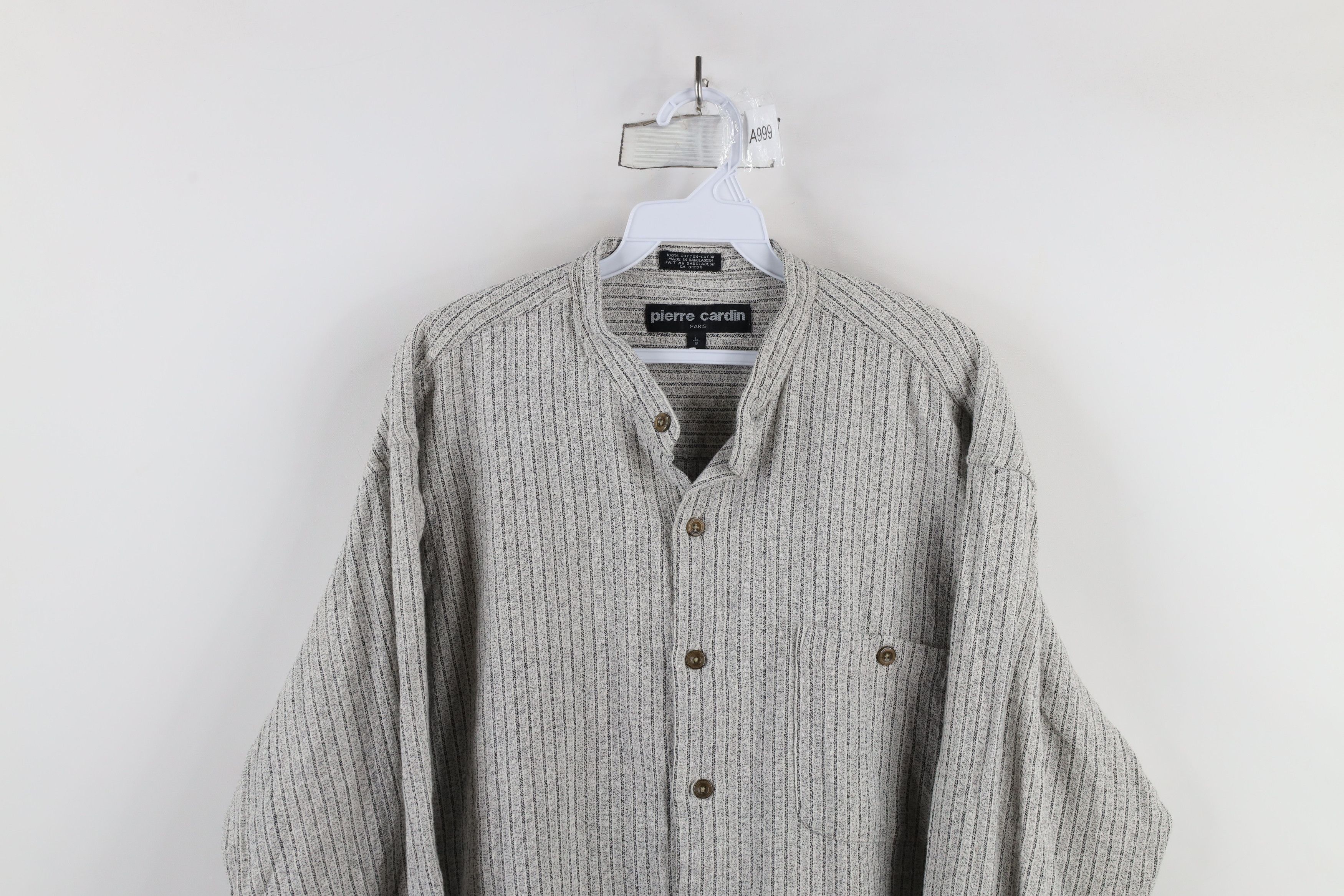 Pierre Cardin × Vintage Vintage 90s Pierre Cardin Flannel Band Collar Button Shirt Size US L / EU 52-54 / 3 - 2 Thumbnail