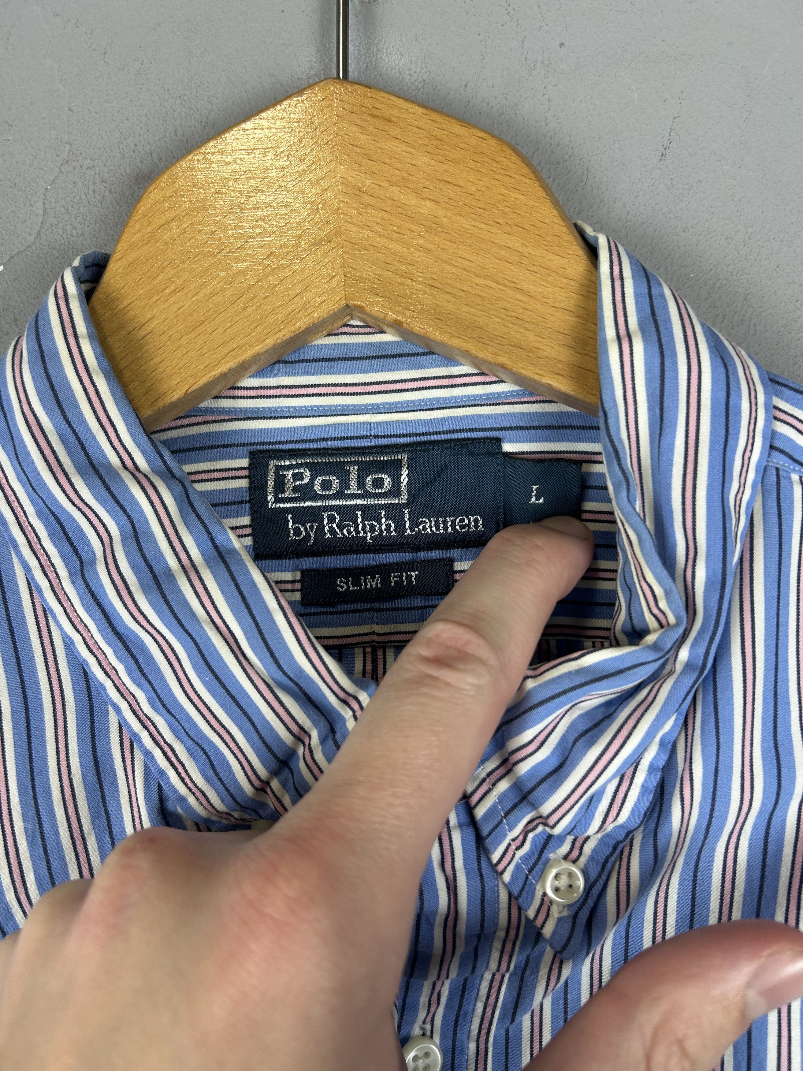 Polo Ralph Lauren × Ralph Lauren × Vintage Ralph Lauren Shirt Vintage Blue Striped Long Sleeve Button Size US L / EU 52-54 / 3 - 7 Thumbnail