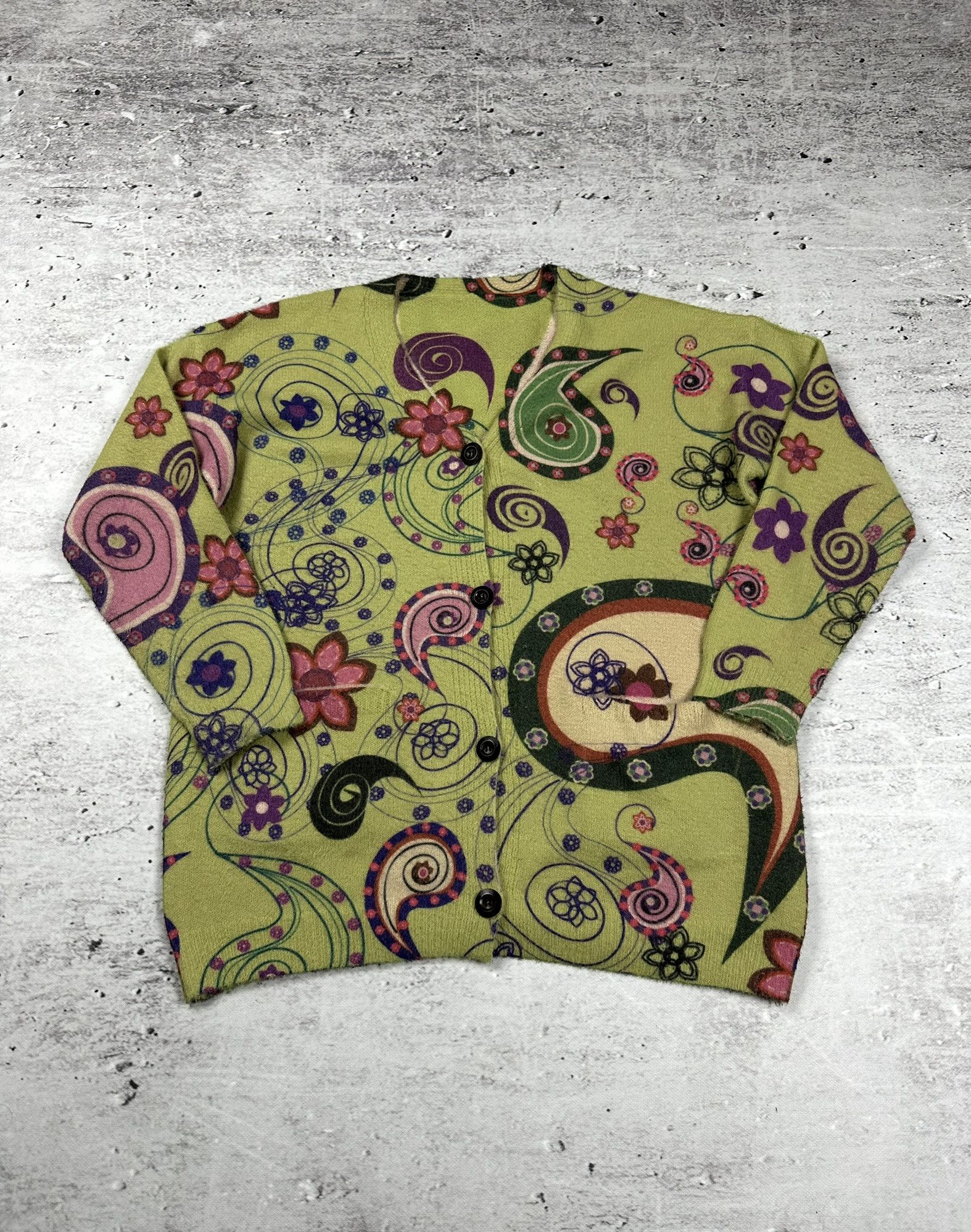 Vintage Vintage floral wool cardigan jumper Size US XL / EU 56 / 4 - 1 Thumbnail