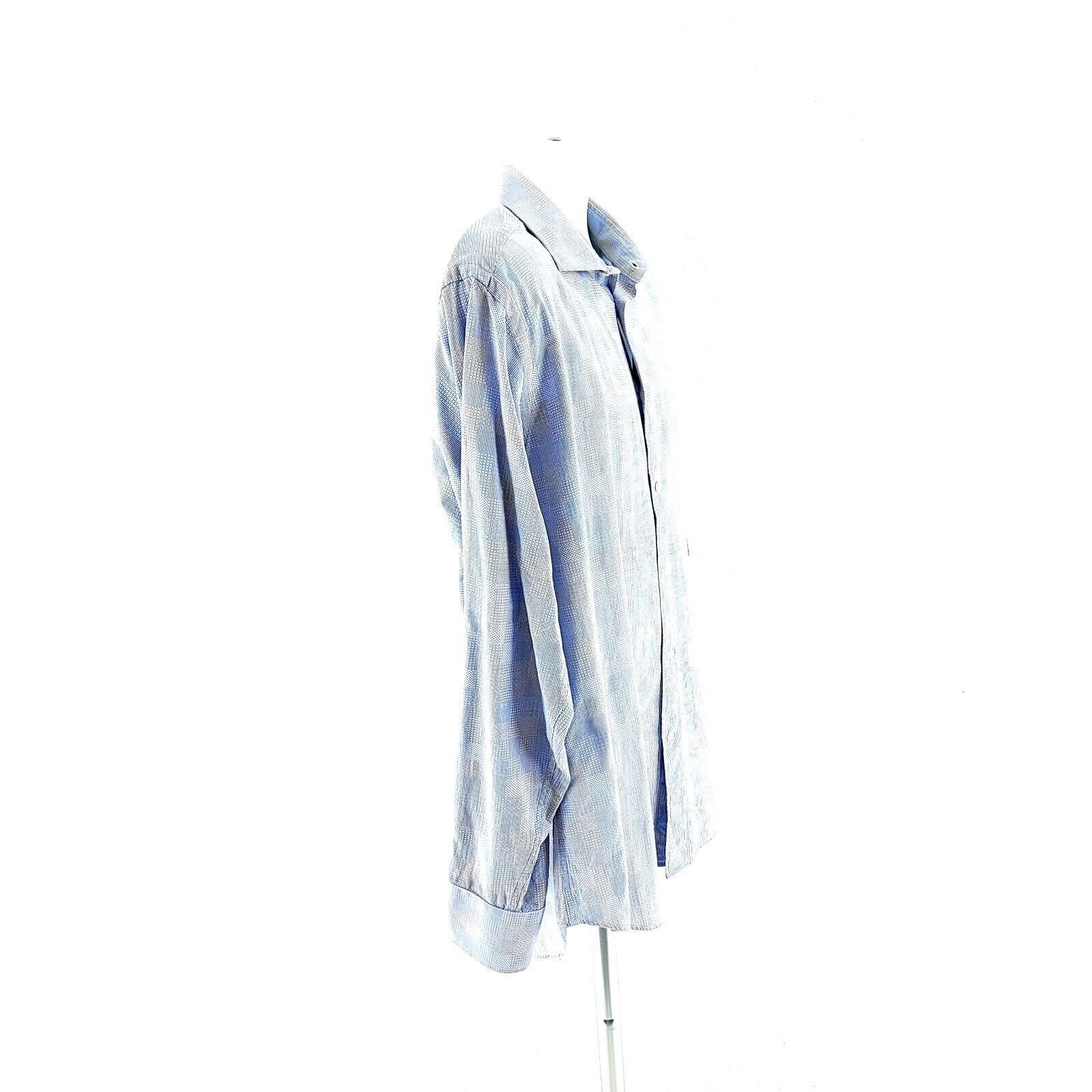 Designer Thomas Dean XL Blue Beige Patchwork Textured Cotton Collared Size US XL / EU 56 / 4 - 6 Thumbnail