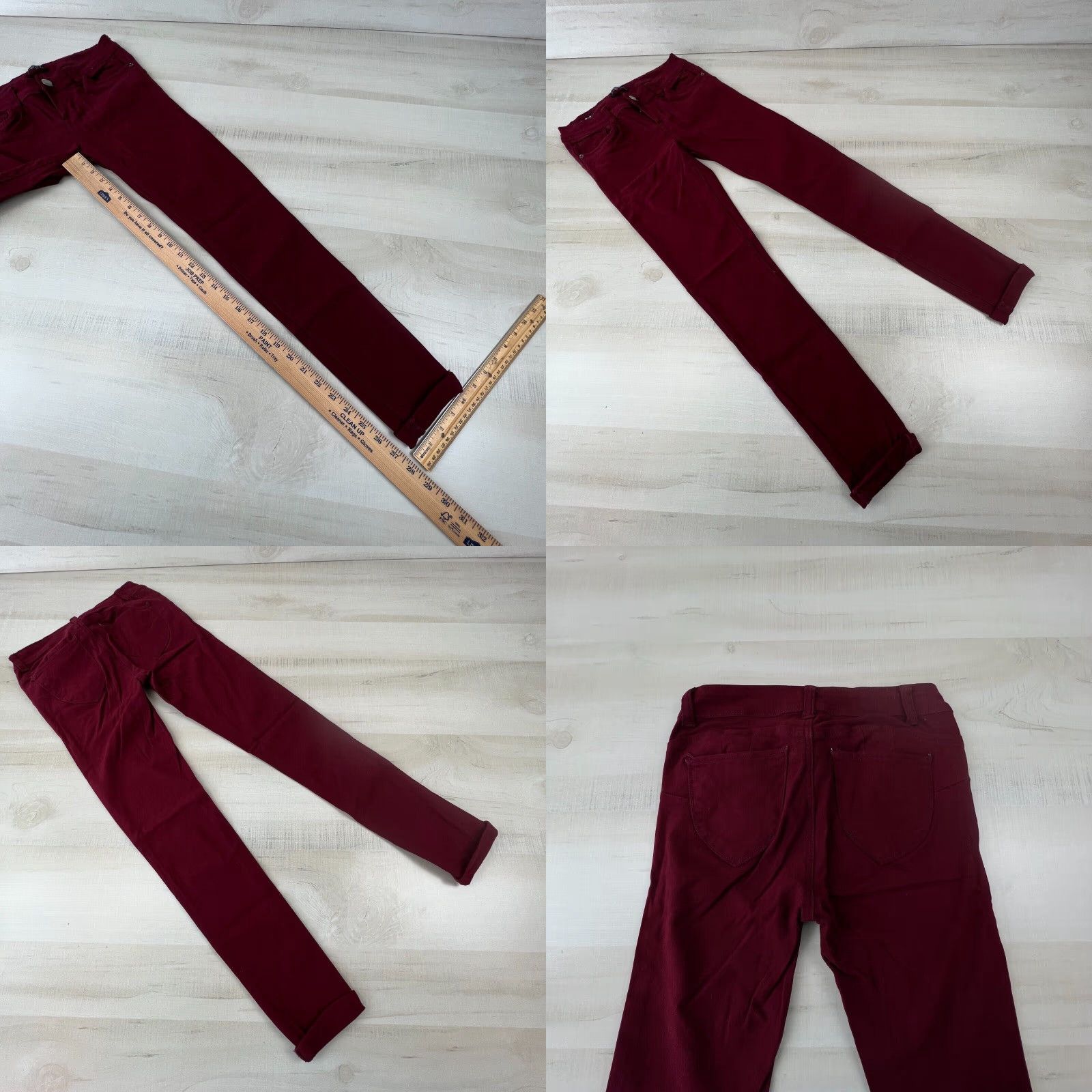 Vintage Womens Rue 21 Skinny Jeans 5 Juniors Burgundy Mid Rise Stretch Size 27" / US 4 / IT 40 - 8 Thumbnail