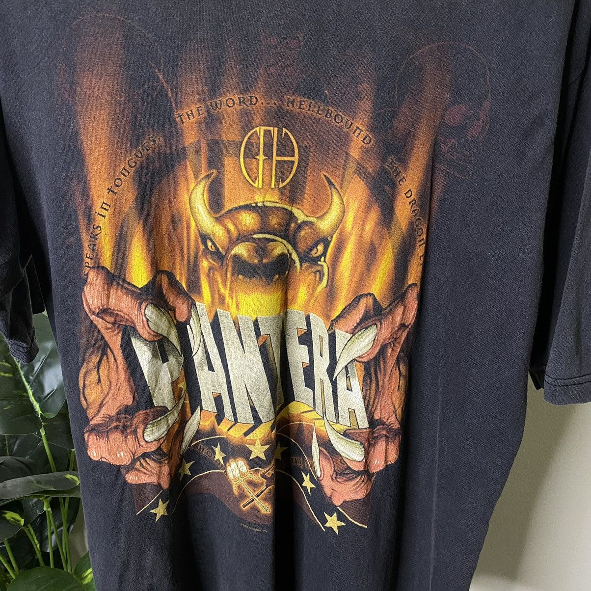 Band Tees × Vintage Vintage 2000s Pantera Cowboys From Hell Faded Black T Shirt Size US M / EU 48-50 / 2 - 2 Thumbnail