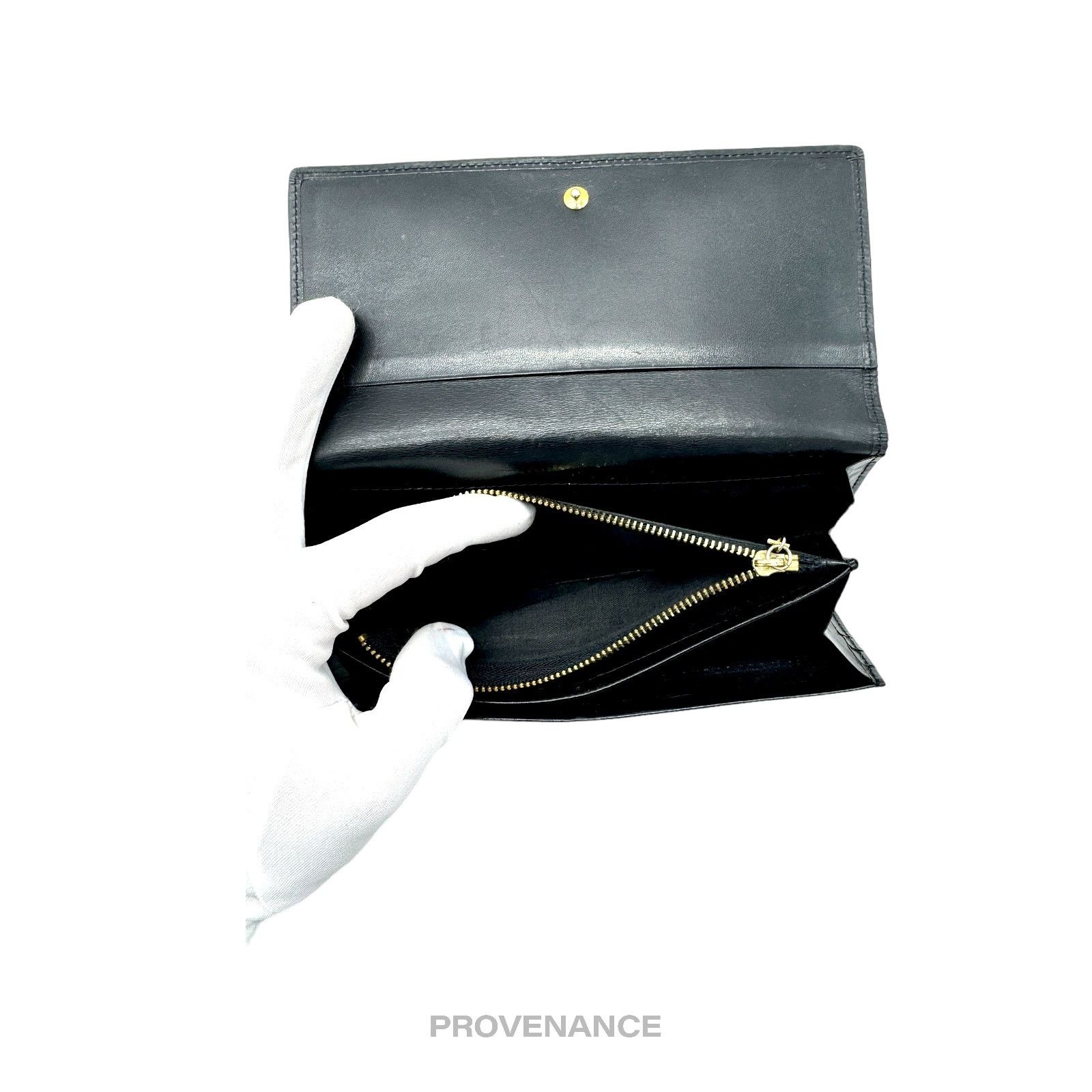Givenchy 🔴 Givenchy Logo Snap Long Wallet - Black Leather Size ONE SIZE - 7 Thumbnail
