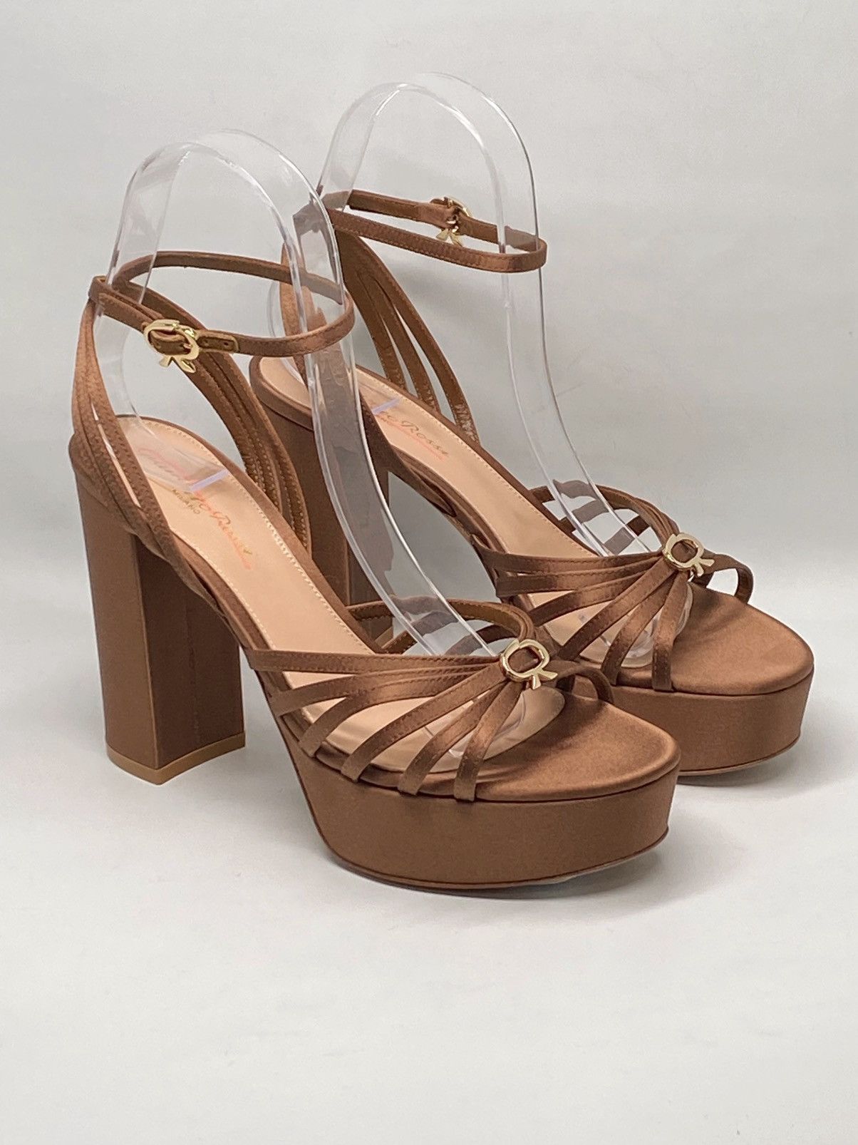 GIANVITO ROSSI Crepe Ankle-Strap Platform Sandals size 36.5