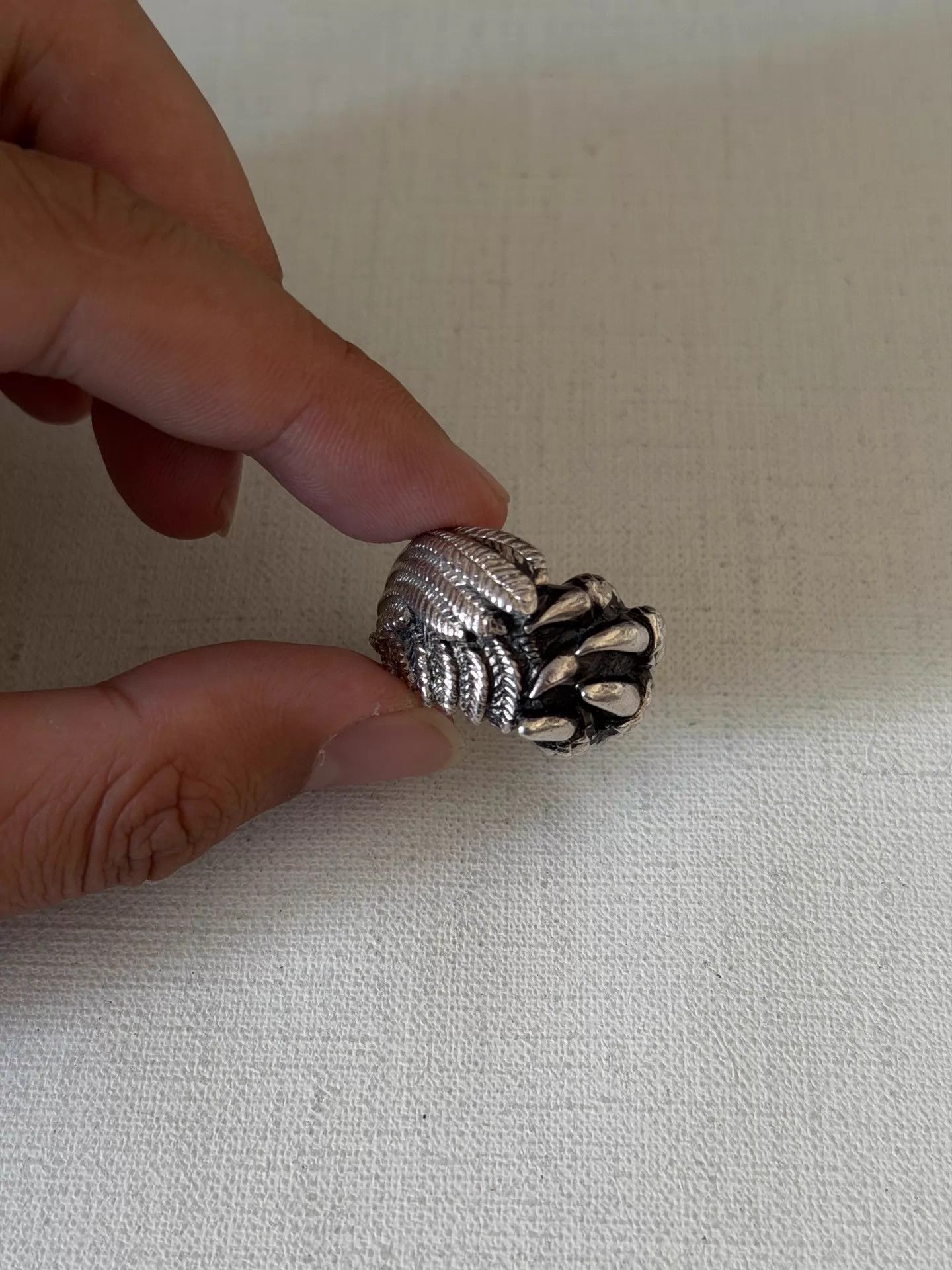 Yohji Yamamoto Yohji Yamamoto Gothic Black Feather Dragon Claw 950 Silver Ring Size ONE SIZE - 2 Thumbnail