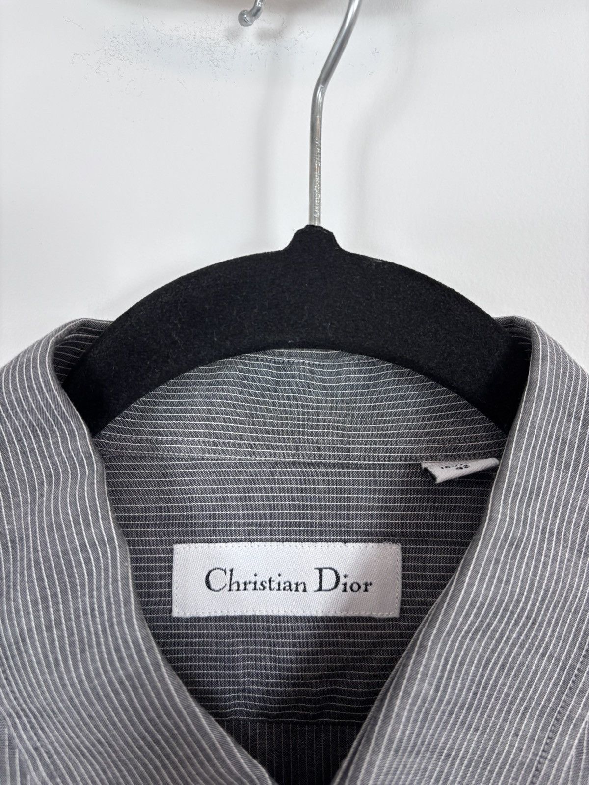 Christian Dior Monsieur Vintage Christian Dior Men’s Grey Striped Button Up Shirt Size US L / EU 52-54 / 3 - 14 Thumbnail