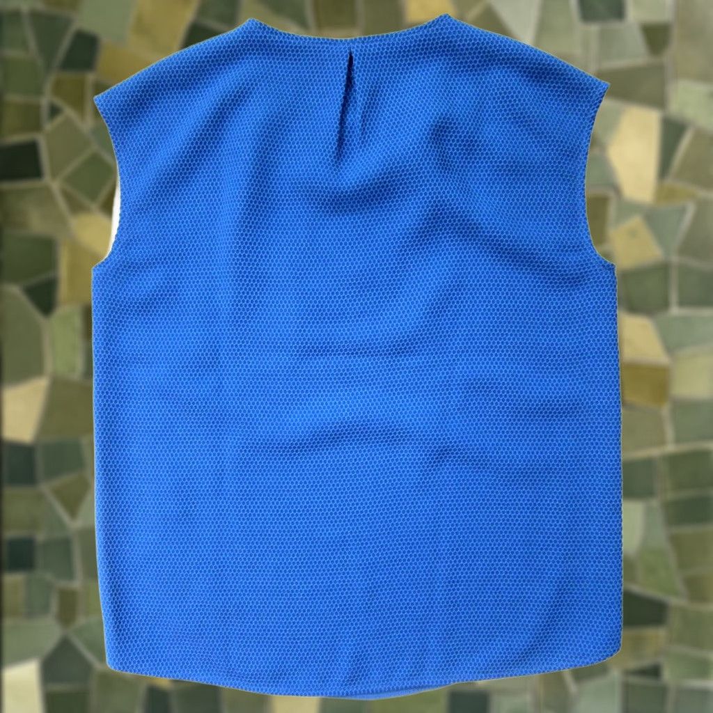 J.Crew J.Crew Blue Stretch V-Neck Cap Sleeve Textured Tunic Blouse Top Women 4P Size S / US 4 / IT 40 - 1 Thumbnail