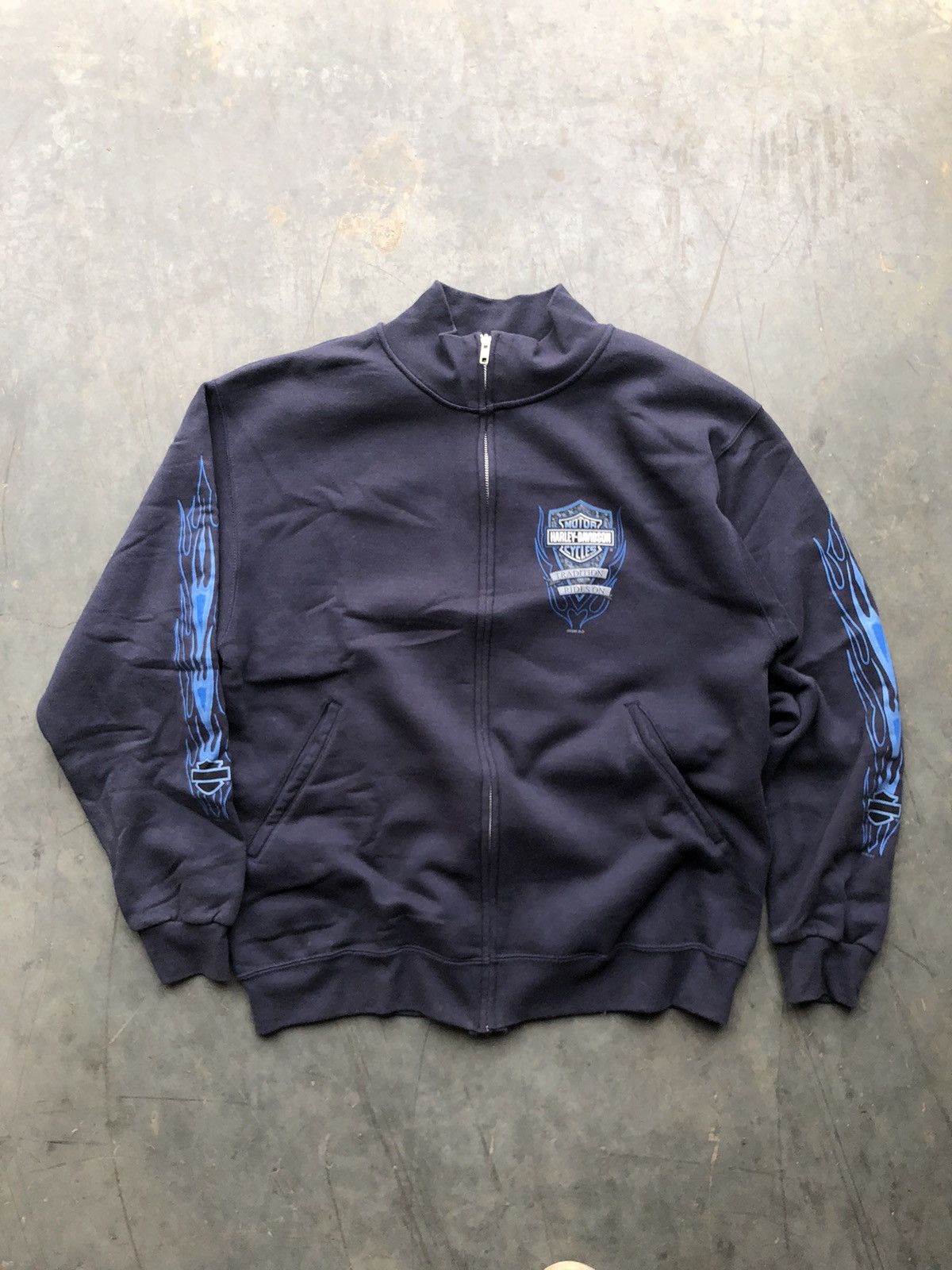 Vintage Harley Davidson flame sleeve zip up sweatshirt