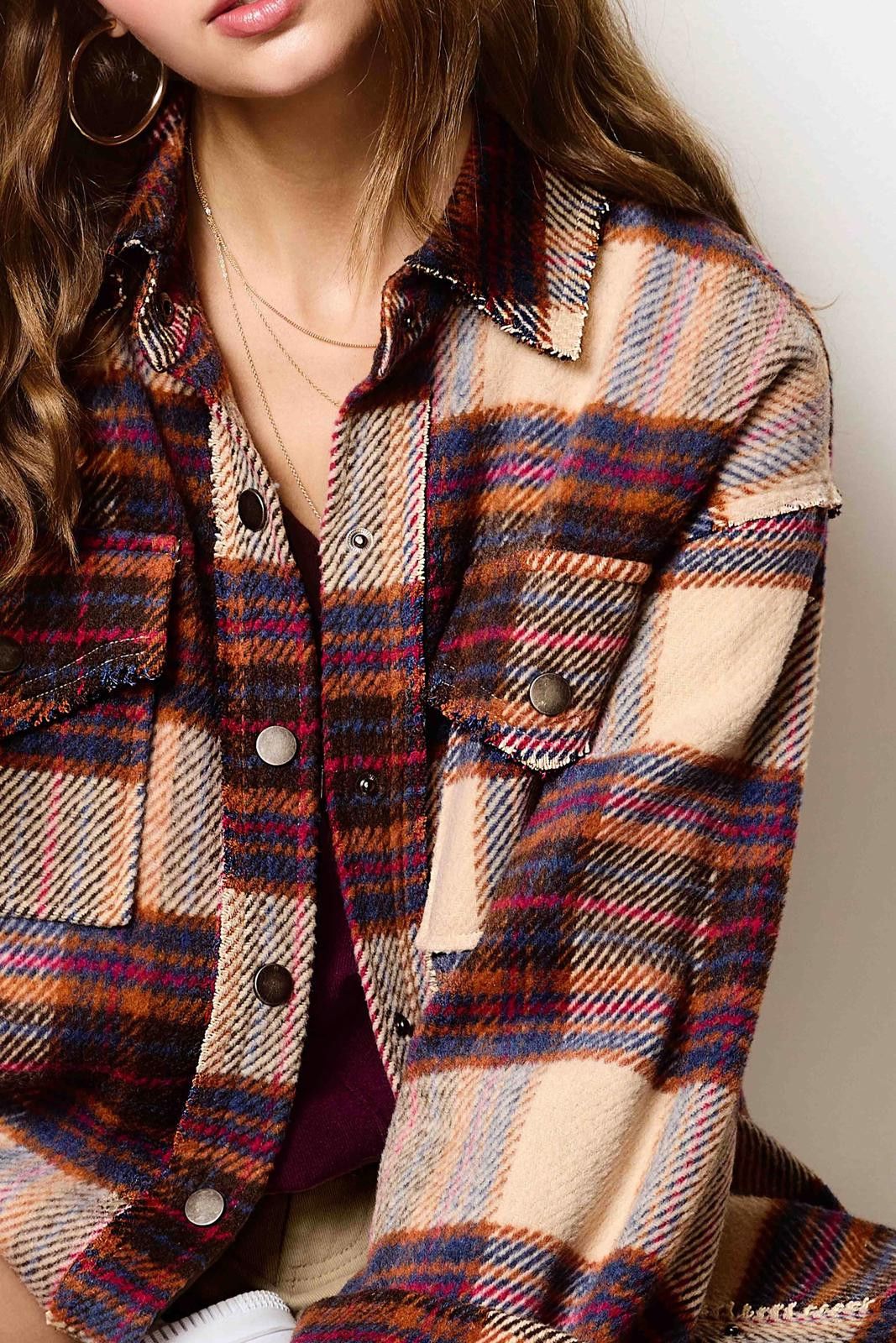 La Milano Loose Fit Plaid Button Down Shacket with Pockets Size S / US 4 / IT 40 - 10 Thumbnail