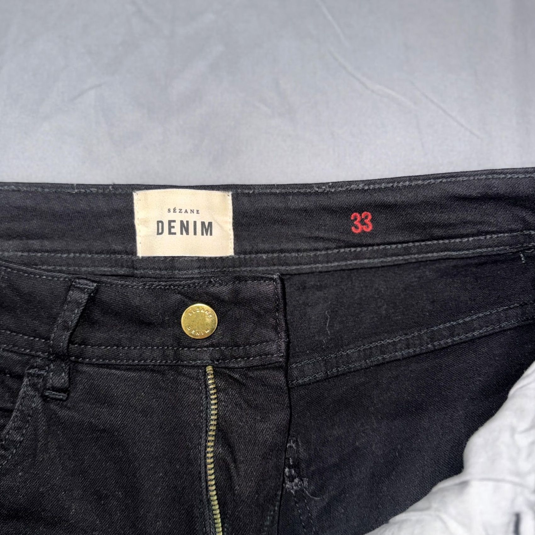 Vintage Sézane Jeans Mens 33x30 Black Dark Wash Slim Tapered Stretch Denim Pants Size US 33 - 3 Thumbnail