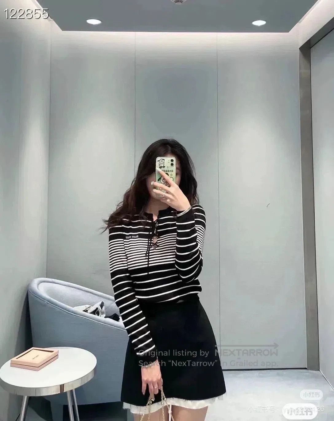 Miu Miu Miu Miu Black White Striped Knit Top. Size M / US 6-8 / IT 42-44 - 6 Thumbnail