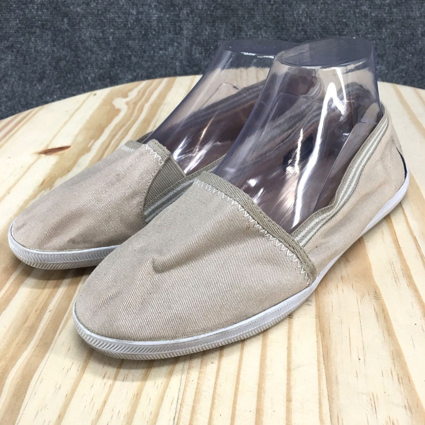 Nautica Nautica Womens Weatherley Slip On Loafers Beige Comfort Low Top Shoes 9 Casual Flat Knit Fabric Rubber Size M / US 6-8 / IT 42-44 - 3 Thumbnail