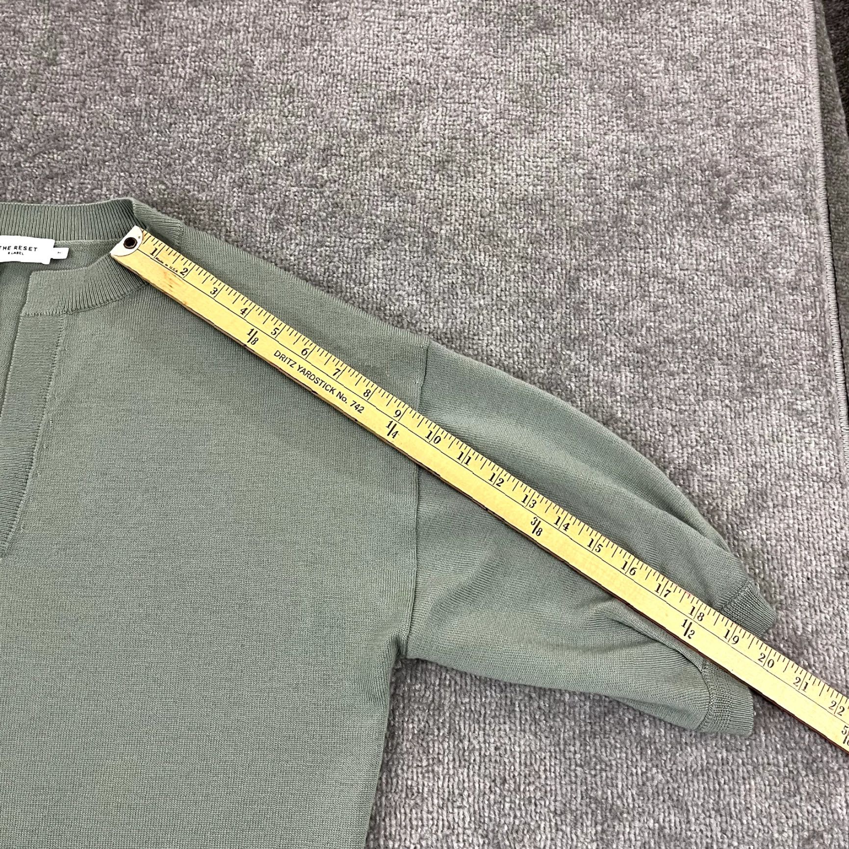 Vintage The Reset Women Medium Green Wool R Label Shirt Pullover Split Neck V-Neck Size M / US 6-8 / IT 42-44 - 6 Thumbnail