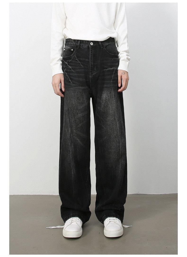Japanese Brand × Jean Men's retro washed lightning pattern loose straight jeans Size US 32 / EU 48 - 1 Thumbnail