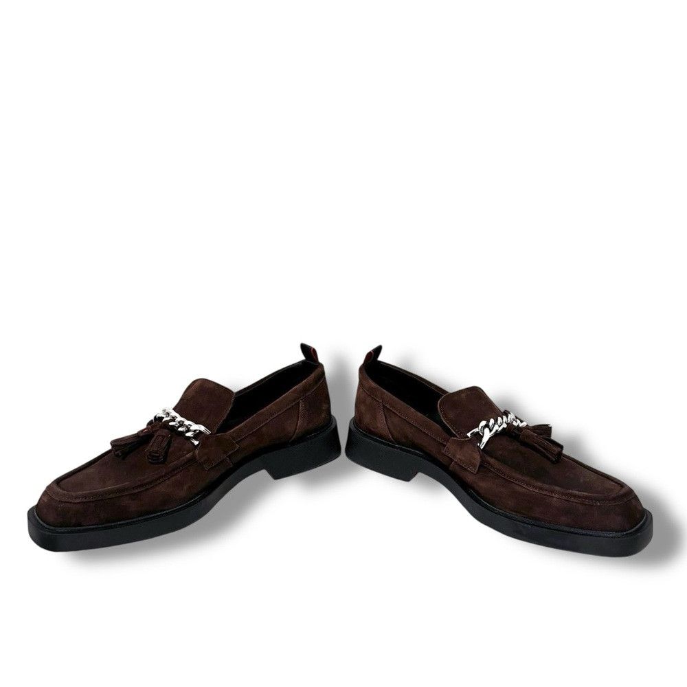 Hugo HUGO Iker Brown Suede Slip-On Tassel Square Toe Loafers Size US 8.5 / EU 41-42 - 5 Thumbnail