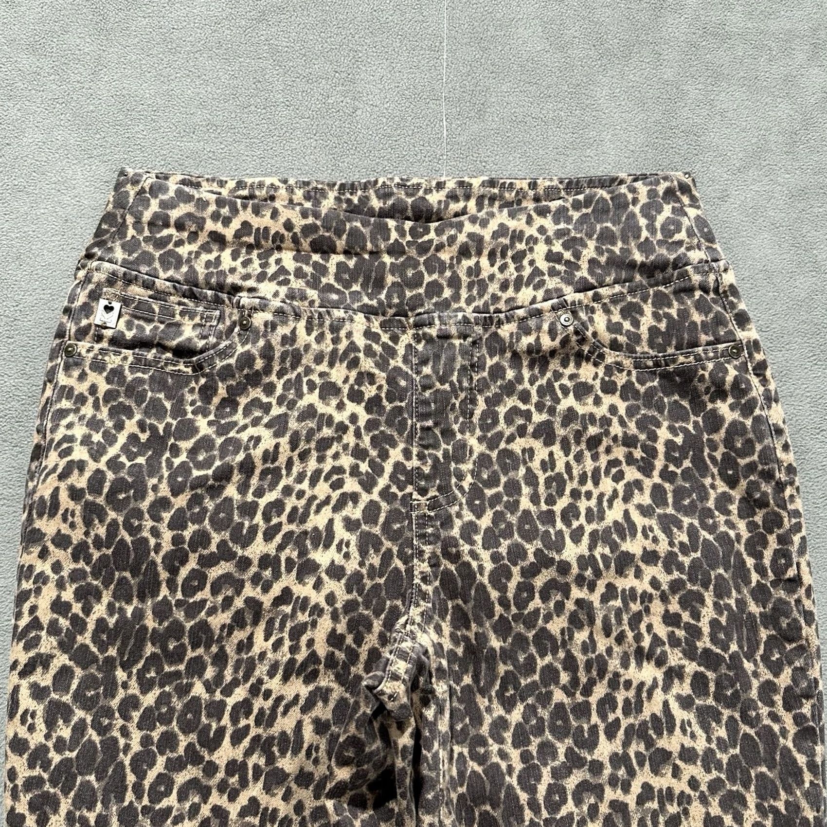 Vintage Belle by Kim Gravel Pants Womens 8P Petite Brown Leopard Print Bootcut Stretch Size 30" / US 8 / IT 44 - 3 Thumbnail