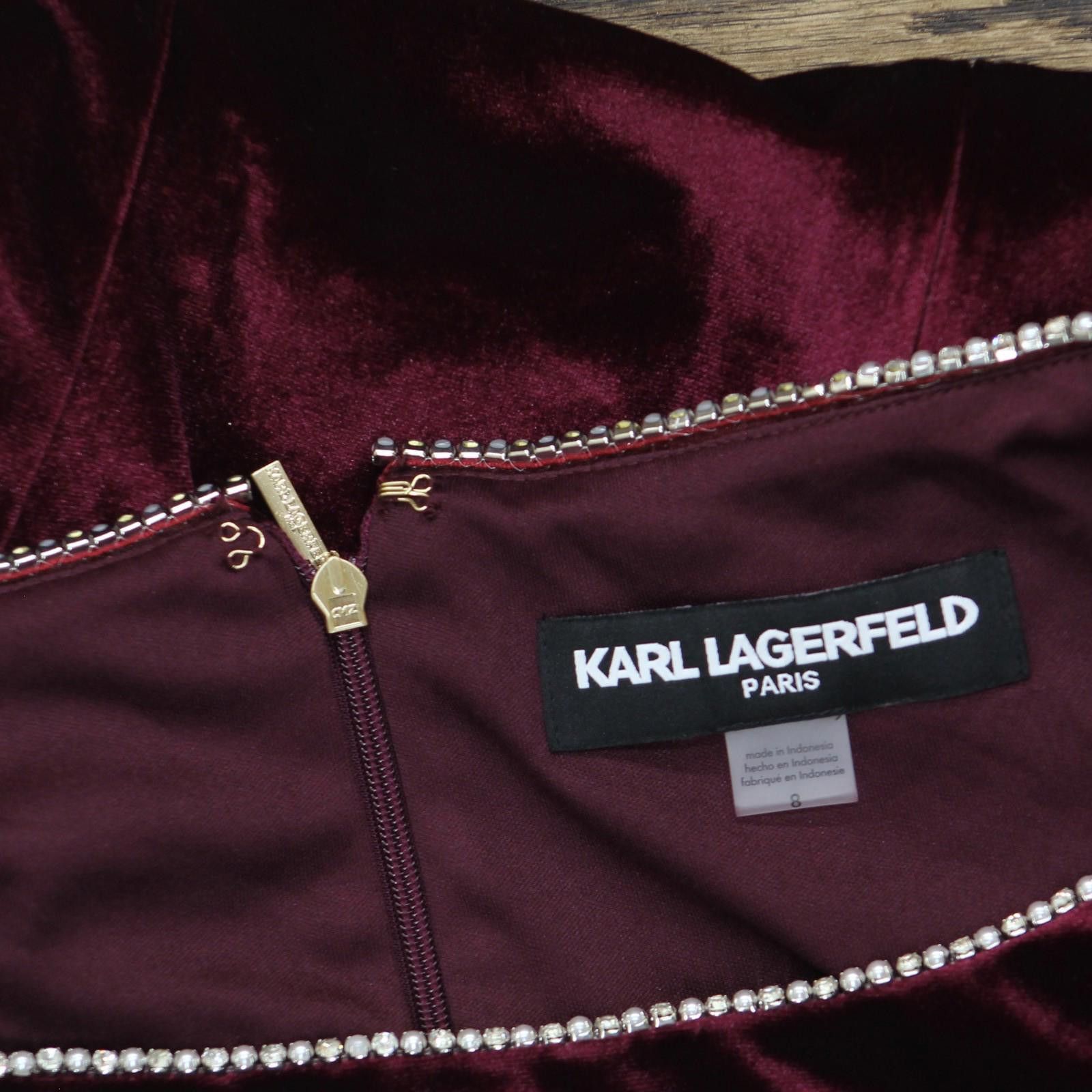 Karl Lagerfeld Karl Lagerfeld Velvet Body Sheath Dress Barolo Wine Red 8 Size M / US 6-8 / IT 42-44 - 4 Thumbnail