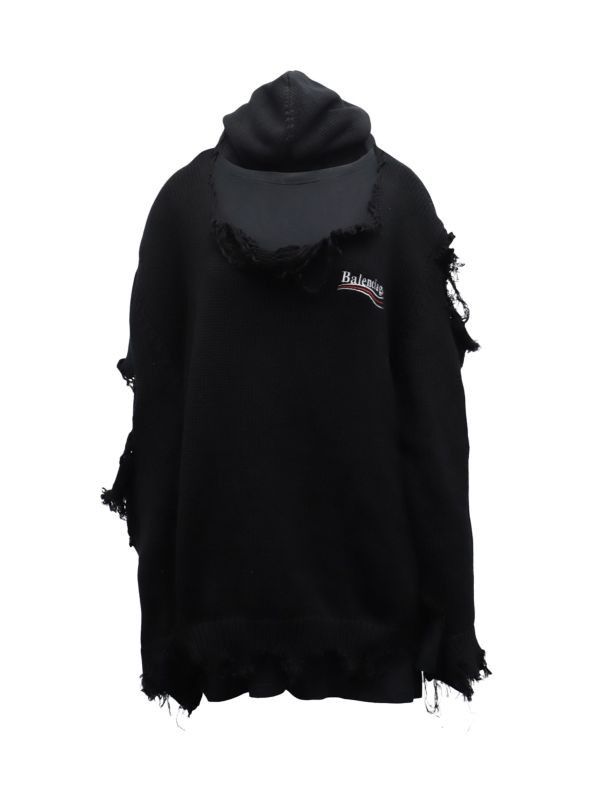 Balenciaga o1mt1gz0524 Balenciaga Logo Destroyed Hoodies in Black Size US S / EU 44-46 / 1 - 1 Thumbnail