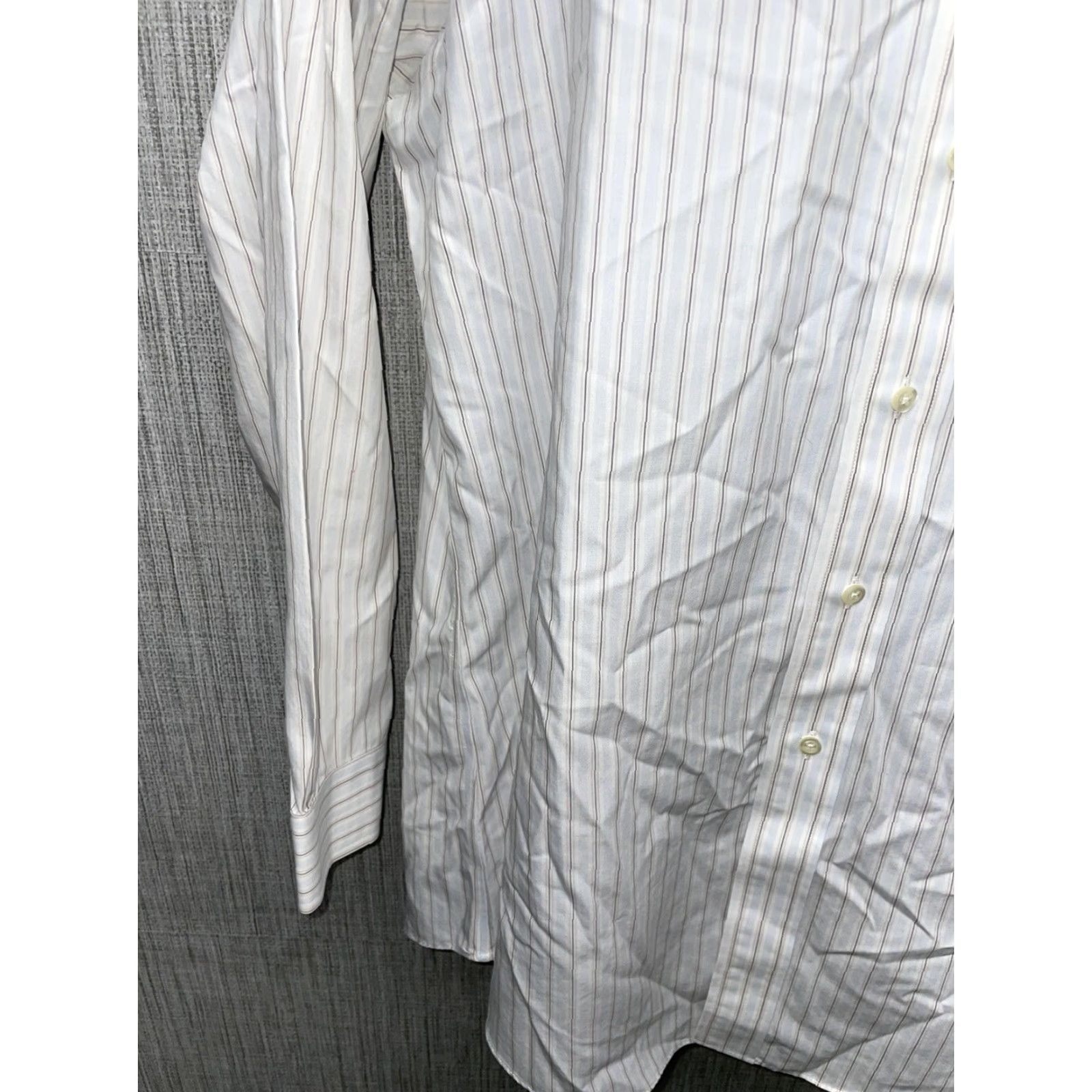 Brooks Brothers Brooks Brothers Slim Fit White Striped Button Down Non-Iron Shirt Mens L Size US L / EU 52-54 / 3 - 7 Thumbnail