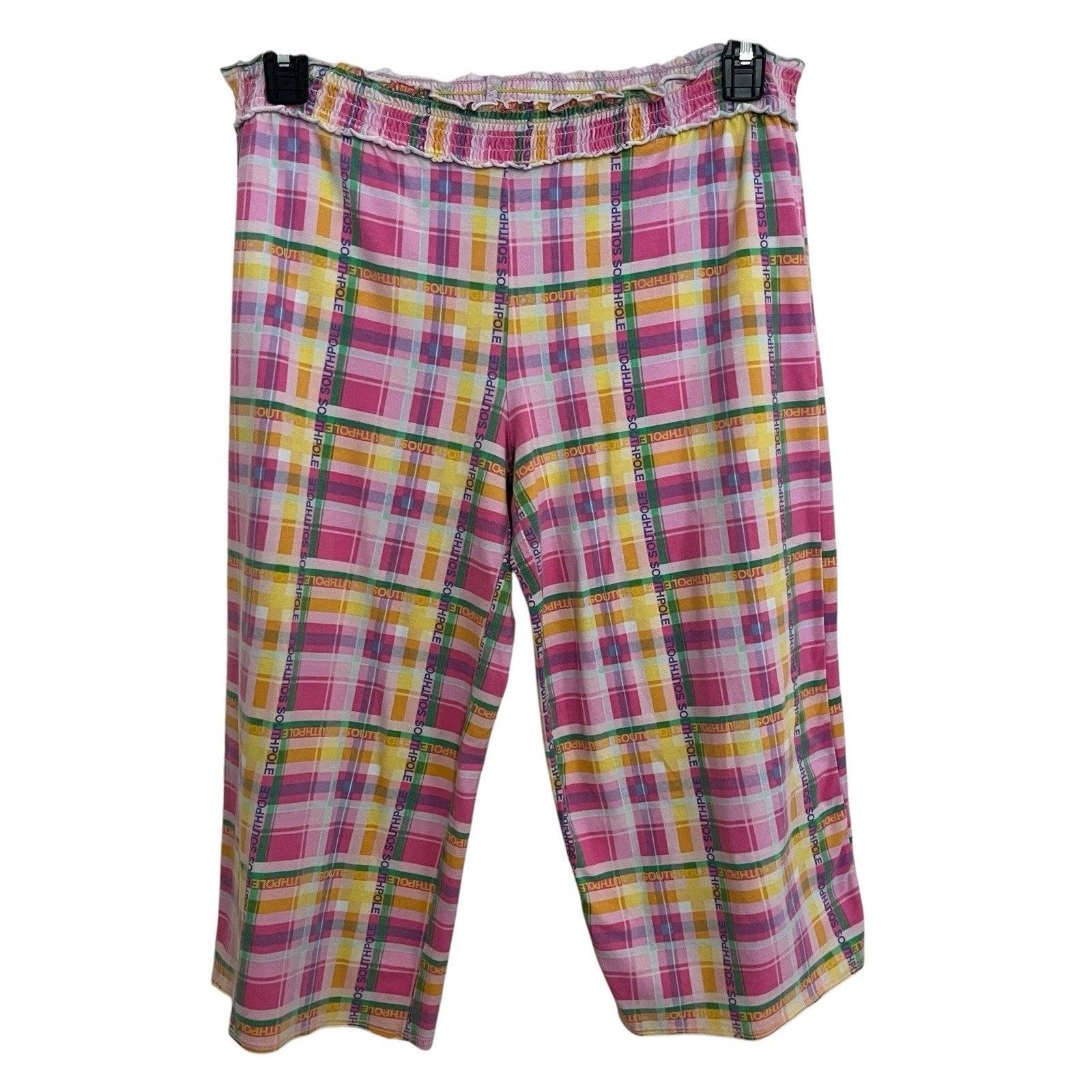 Southpole SouthPole | Pastel Plaid Pajama Capri Pants Large Spellout Size 30" / US 8 / IT 44 - 2 Thumbnail