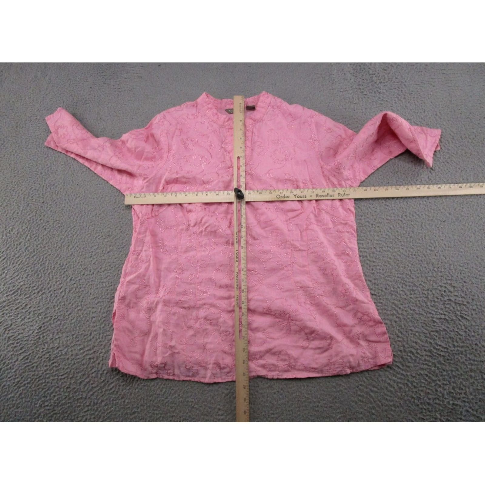 Pinko Kenar Women's Pink Embroidered 100% Linen Top Shirt 3/4 Sleeve Size 1X Vintage Size XL / US 12-14 / IT 48-50 - 3 Thumbnail