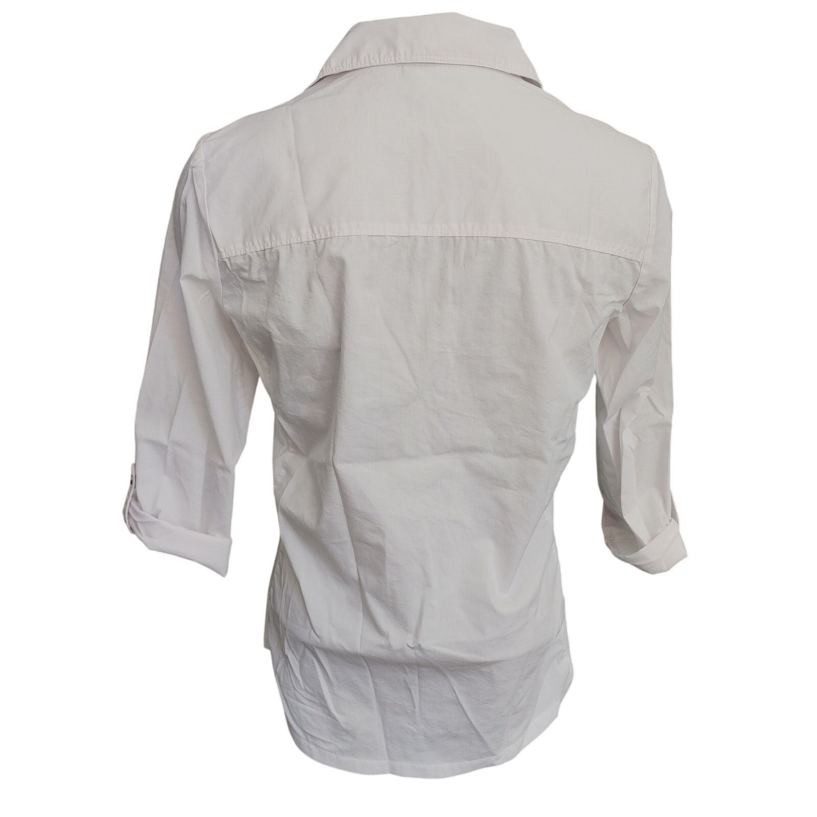 Other Cathy Women's S White 3/4 Zip Longsleeve Collared Top Size S / US 4 / IT 40 - 2 Thumbnail