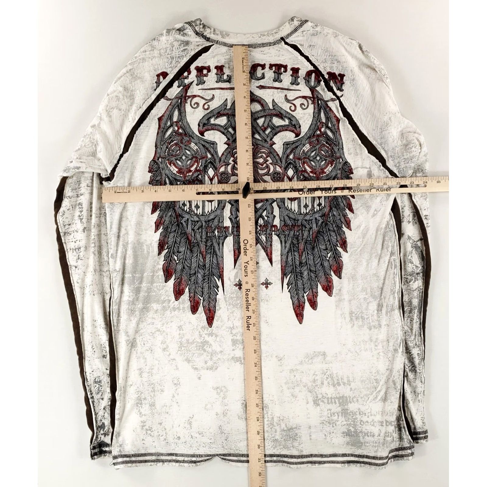 Affliction VINTAGE Affliction Long Sleeve Shirt Live Fast Angel Wings Made USA White Mens 2XL Size US XXL / EU 58 / 5 - 8 Thumbnail