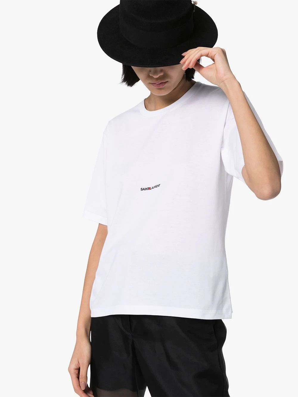 Saint Laurent Paris o1tp1o0325 Rive Gauche T-Shirt in White Size L / US 10 / IT 46 - 2 Thumbnail