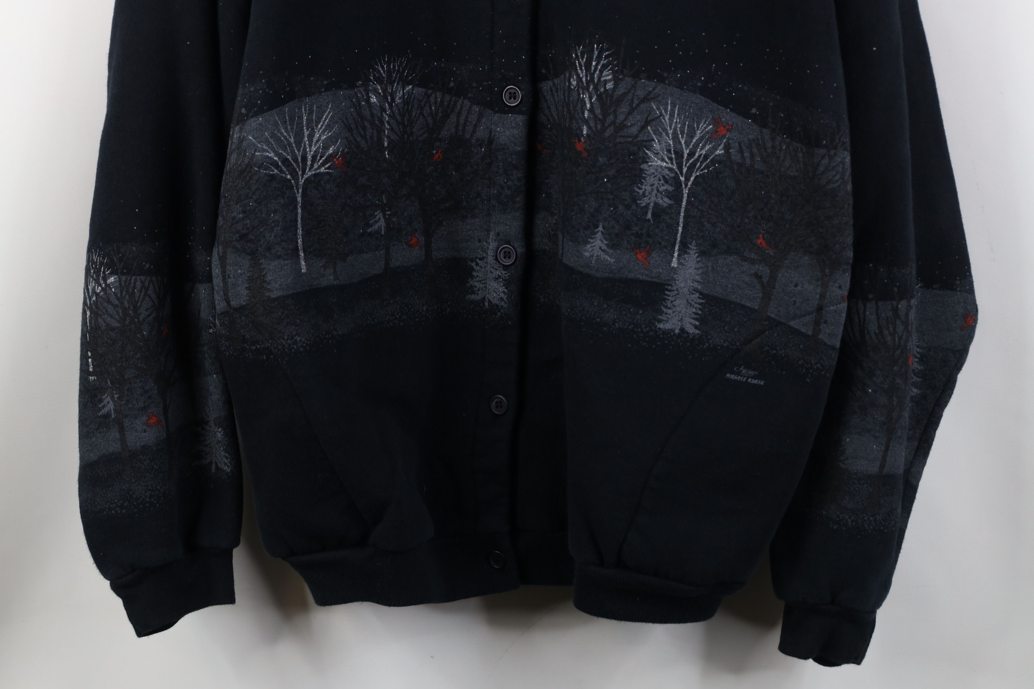 Vintage Vintage 90s Snow Cardinal Birds All Over Print Sweatshirt Size XXL / US 16-18 / IT 52-54 - 3 Thumbnail