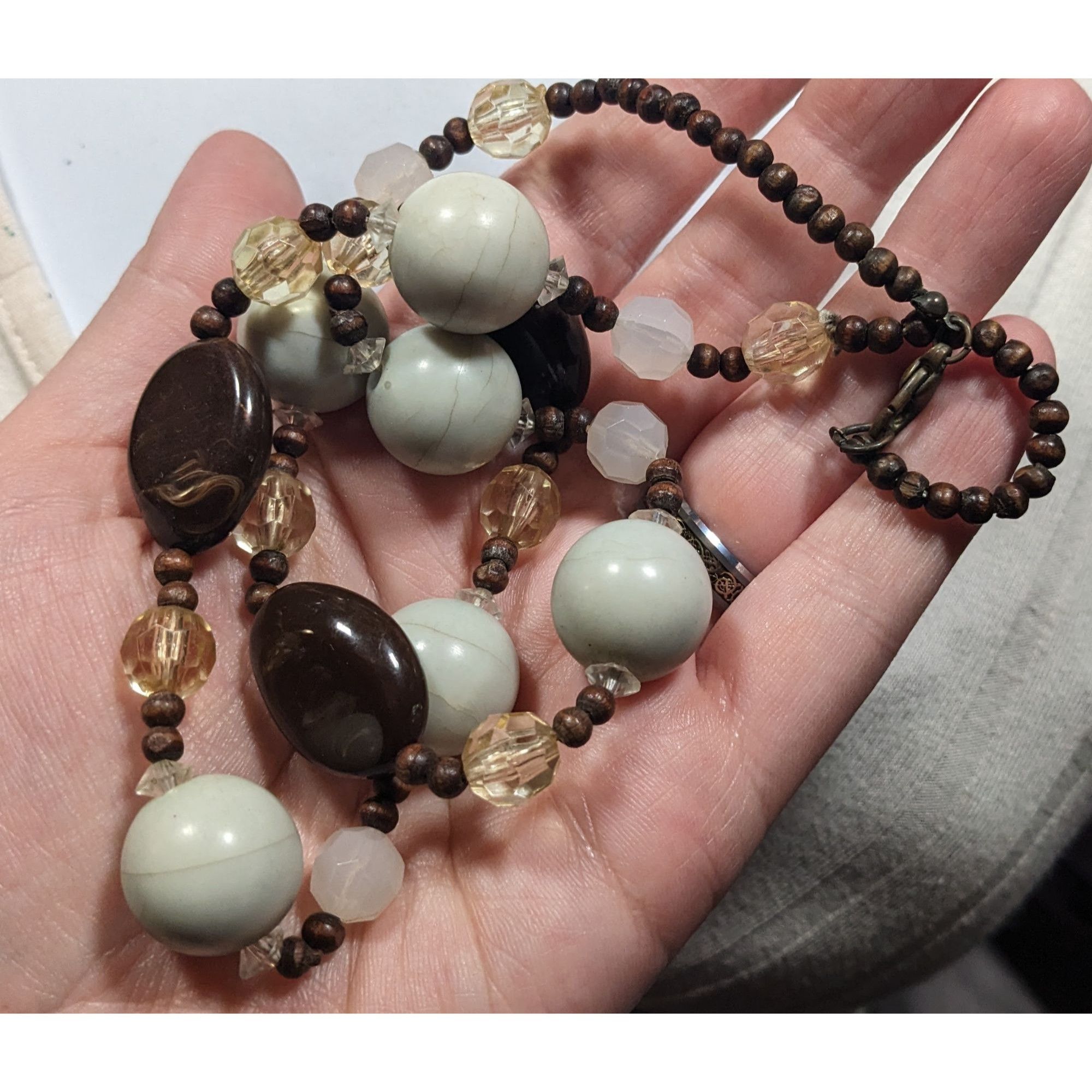 Other Bohemian Neutral Tone Wood And Acrylic Beaded Necklace Size ONE SIZE - 3 Thumbnail