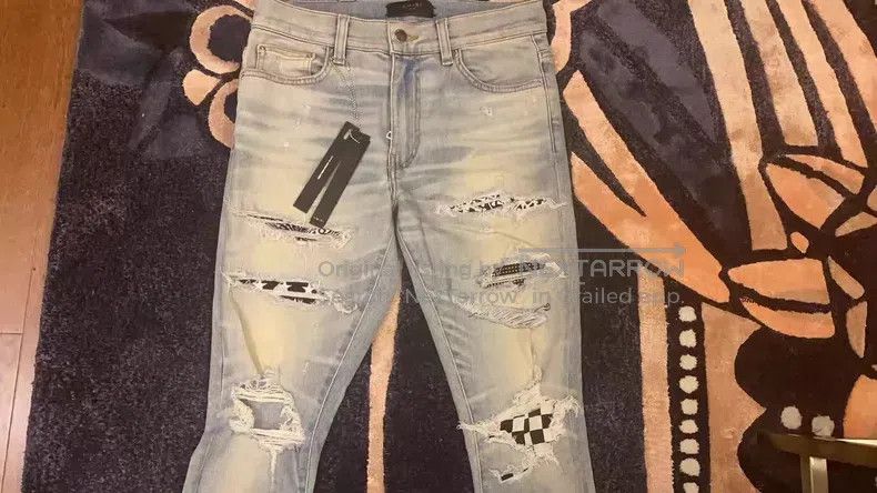 Amiri Amiri Classic Checkerboard Multi-Element Patchwork Destroy Size US 30 / EU 46 - 3 Thumbnail