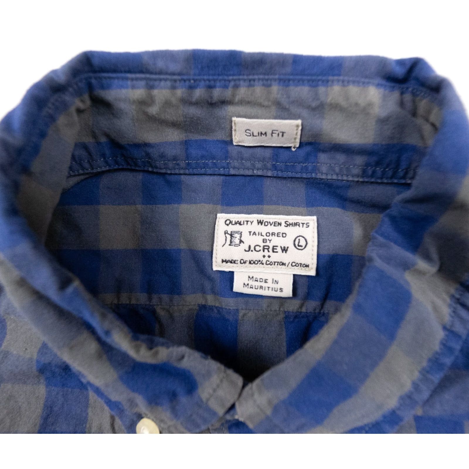 J.Crew J.CREW Slim Fit Button-Up Shirt Adult Large Blue Plaid Long Sleeve Mens Size US L / EU 52-54 / 3 - 4 Thumbnail