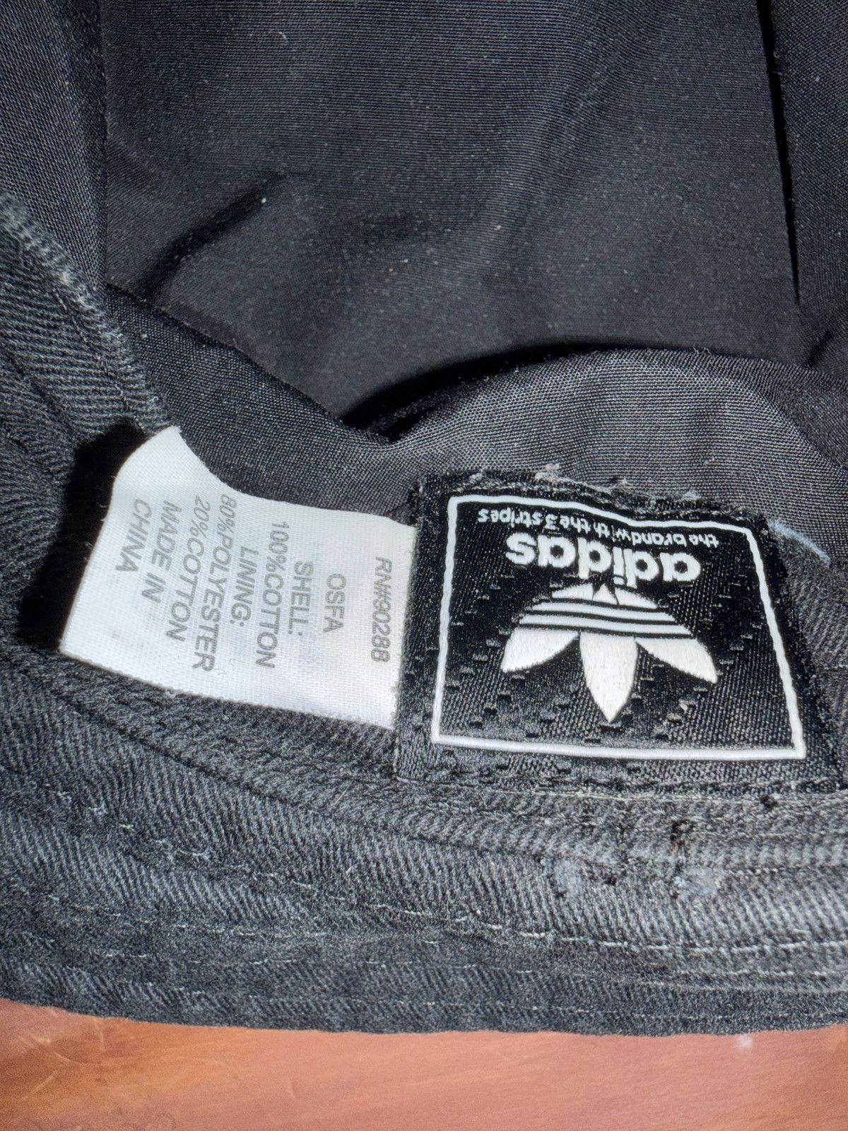 Adidas Adidas Trefoil Bucket Hat in Washed Black with White Logo OS Size ONE SIZE - 5 Thumbnail