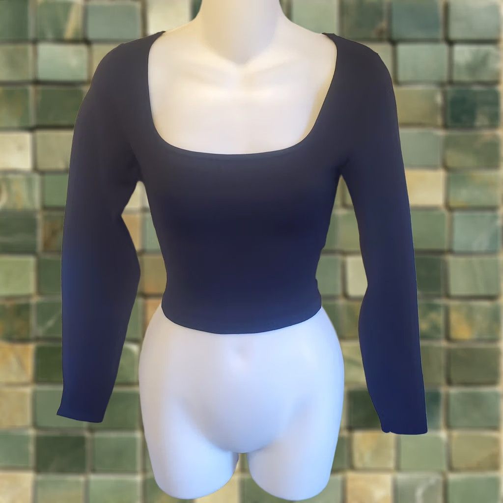 Aritzia Aritzia Babaton Crop Top Womens Sz XS Black Sculpted Long Sleeve Ballet Minimalist Size XS / US 0-2 / IT 36-38 - 1 Thumbnail
