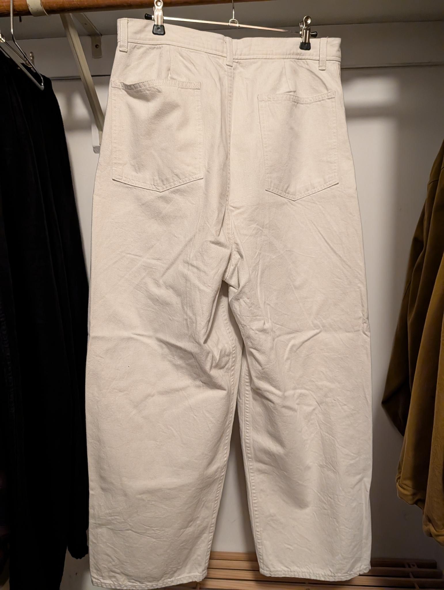 STILL BY HAND STILL BY HAND 10OZ DENIM WIDE TAPERED PANTS Ecru Size US 30 / EU 46 - 2 Thumbnail