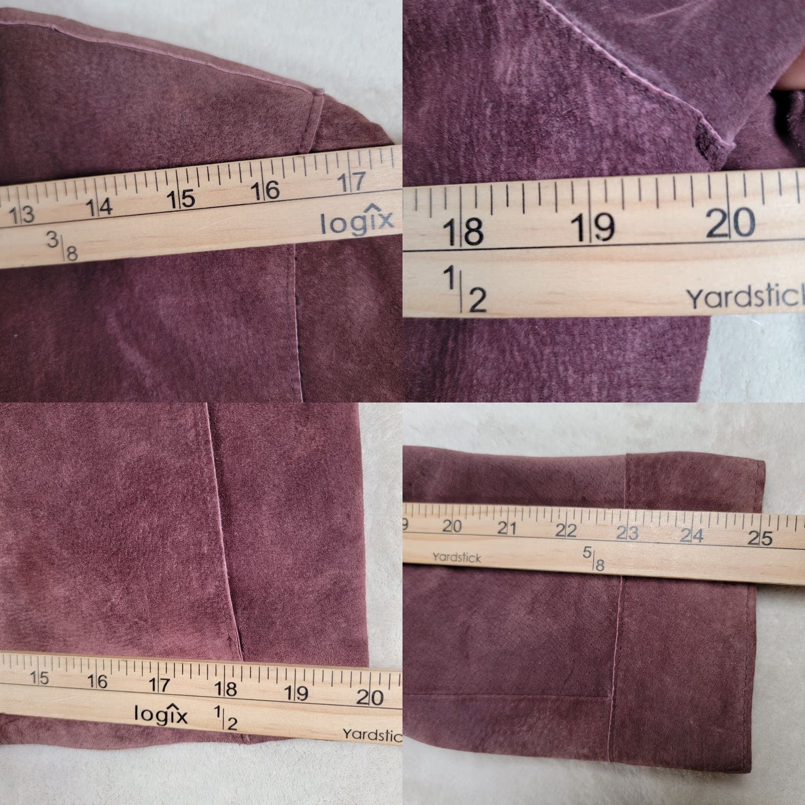 Vintage I.E. Relaxed 100% Leather Suede Plum Purple Jacket Women's Size 14 Relaxed Long Sleeve Button Closure Pockets Collared Lined Preppy Jacket Size XL / US 12-14 / IT 48-50 - 8 Thumbnail