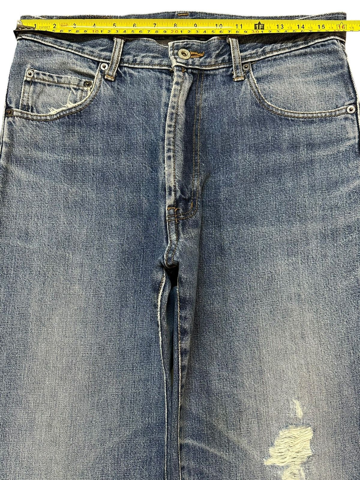 Evisu Vintage Elvis Presley Blue Faded Wash Distress Loose Jeans Size US 32 / EU 48 - 11 Thumbnail
