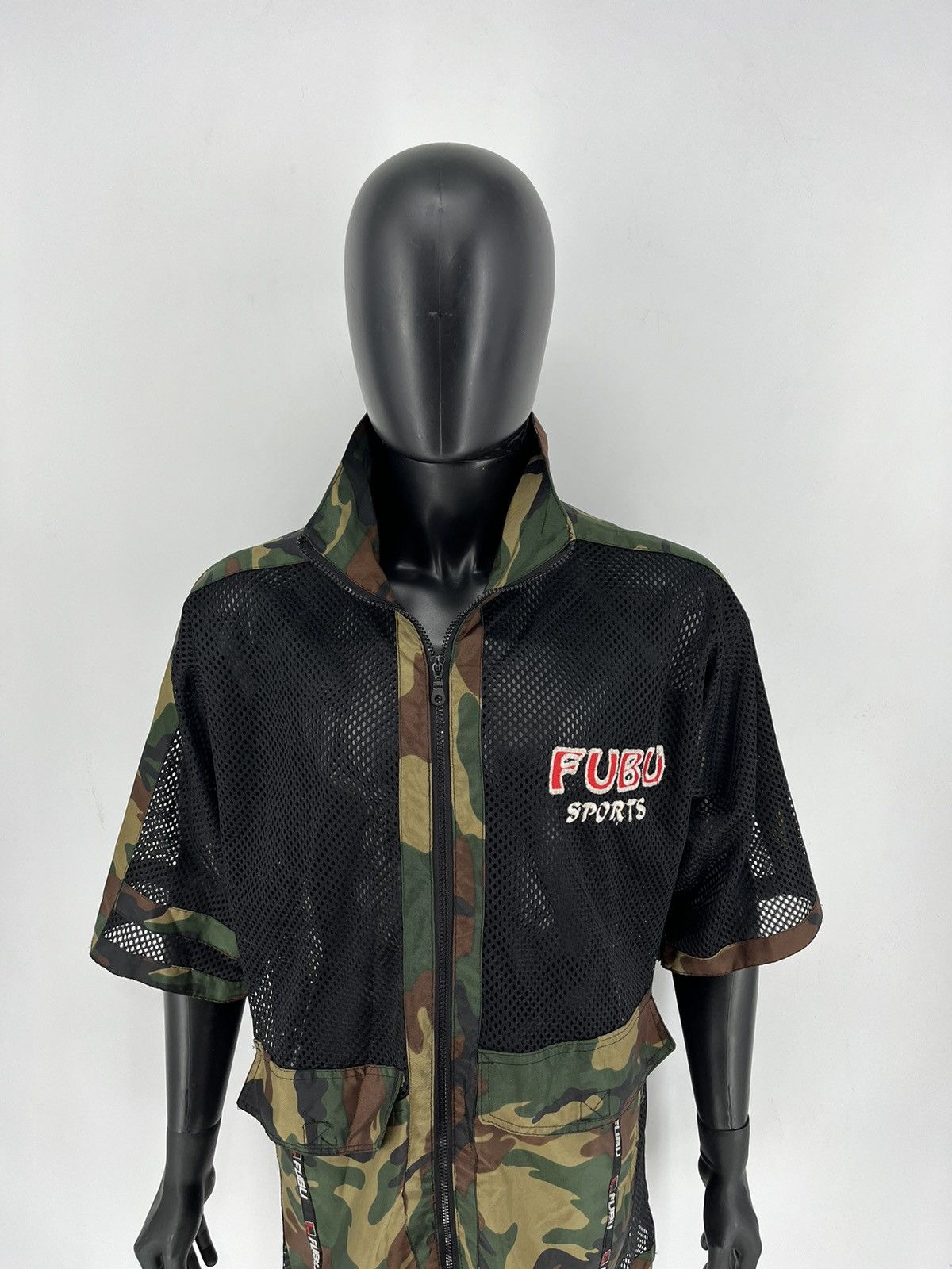 Fubu × Vintage Vintage 90s Fubu Camo Sports Side Tapes Zipper Jacket Tshir Size US L / EU 52-54 / 3 - 5 Thumbnail