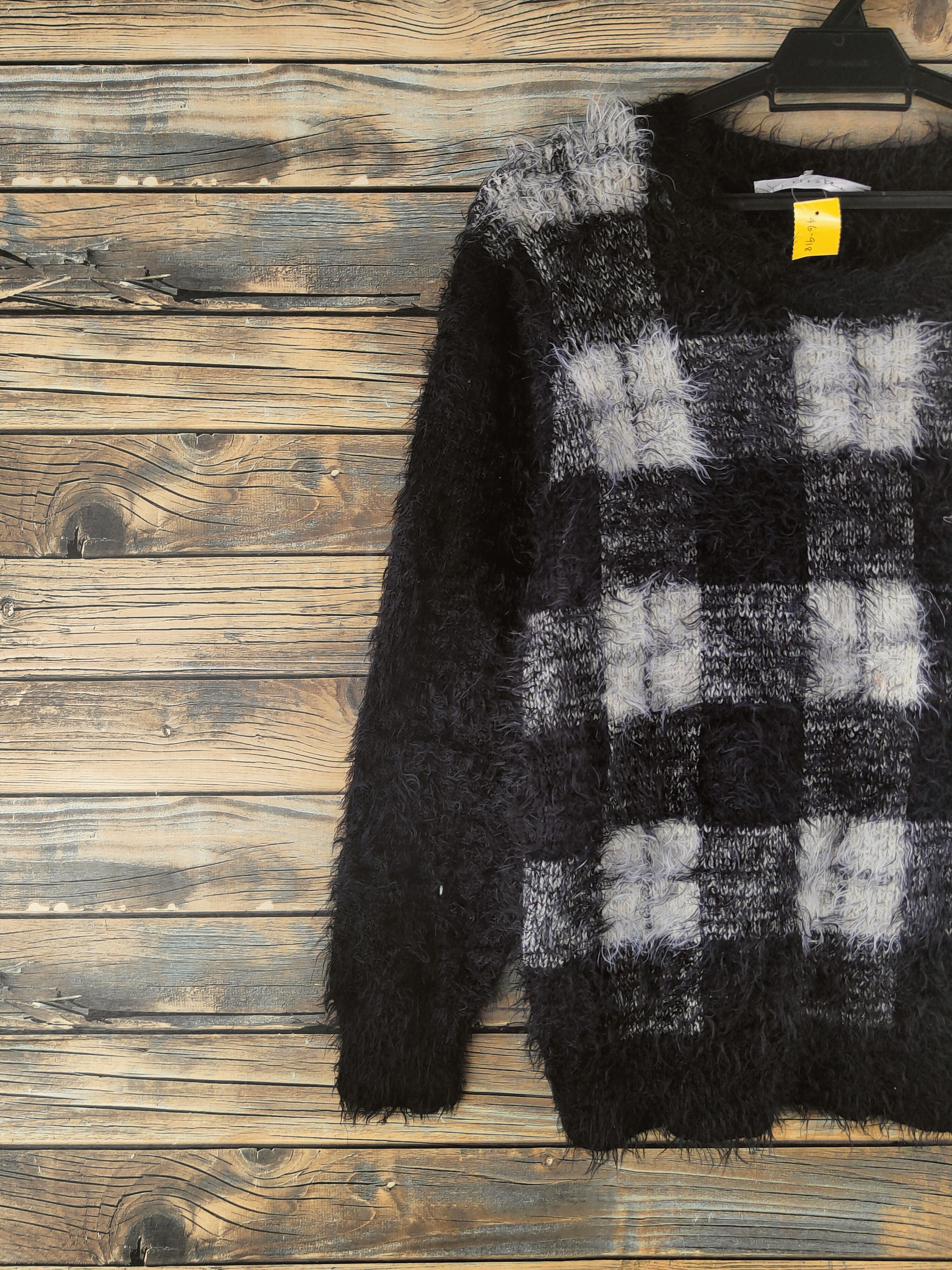 Japanese Brand DL Cifra Plus Black White Fur Mohair Knitwear #46-918 Size S / US 4 / IT 40 - 3 Thumbnail