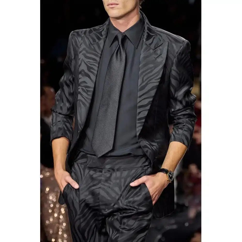 Tom Ford o1loc1c1025 JLYP01 Zebra Print O’connor Jacket in Black Size US L / EU 52-54 / 3 - 1 Thumbnail