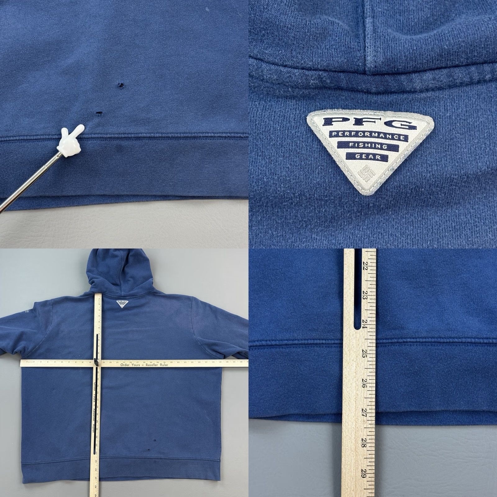 Vintage Columbia PFG Hoodie Mens 2XL Blue USA Fish Flag Pullover Outdoor Hiking Fishing Hooded Pockets Regular Fit Shirt Size US XXL / EU 58 / 5 - 9 Thumbnail