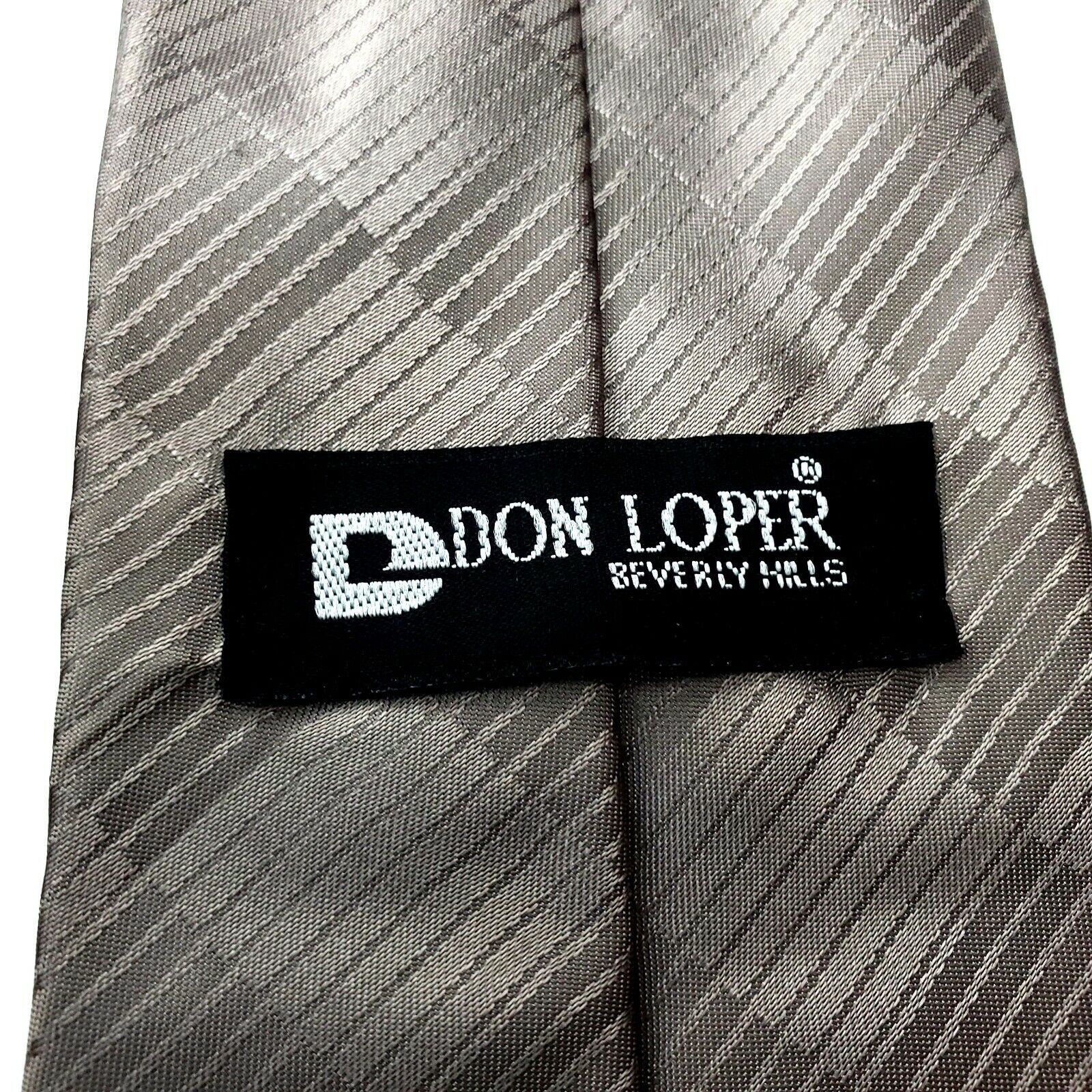 Vintage Don Loper Bevery Hills Beige Check Silk Tie Print Short Size ONE SIZE - 3 Thumbnail