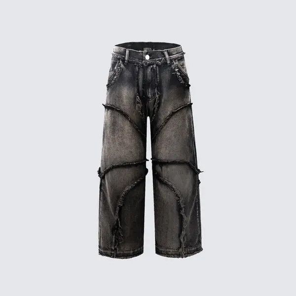 VIBE Edged Frayed Straight Leg Jeans - Mid-Rise, Cotton Denim Size US 30 / EU 46 - 1 Thumbnail