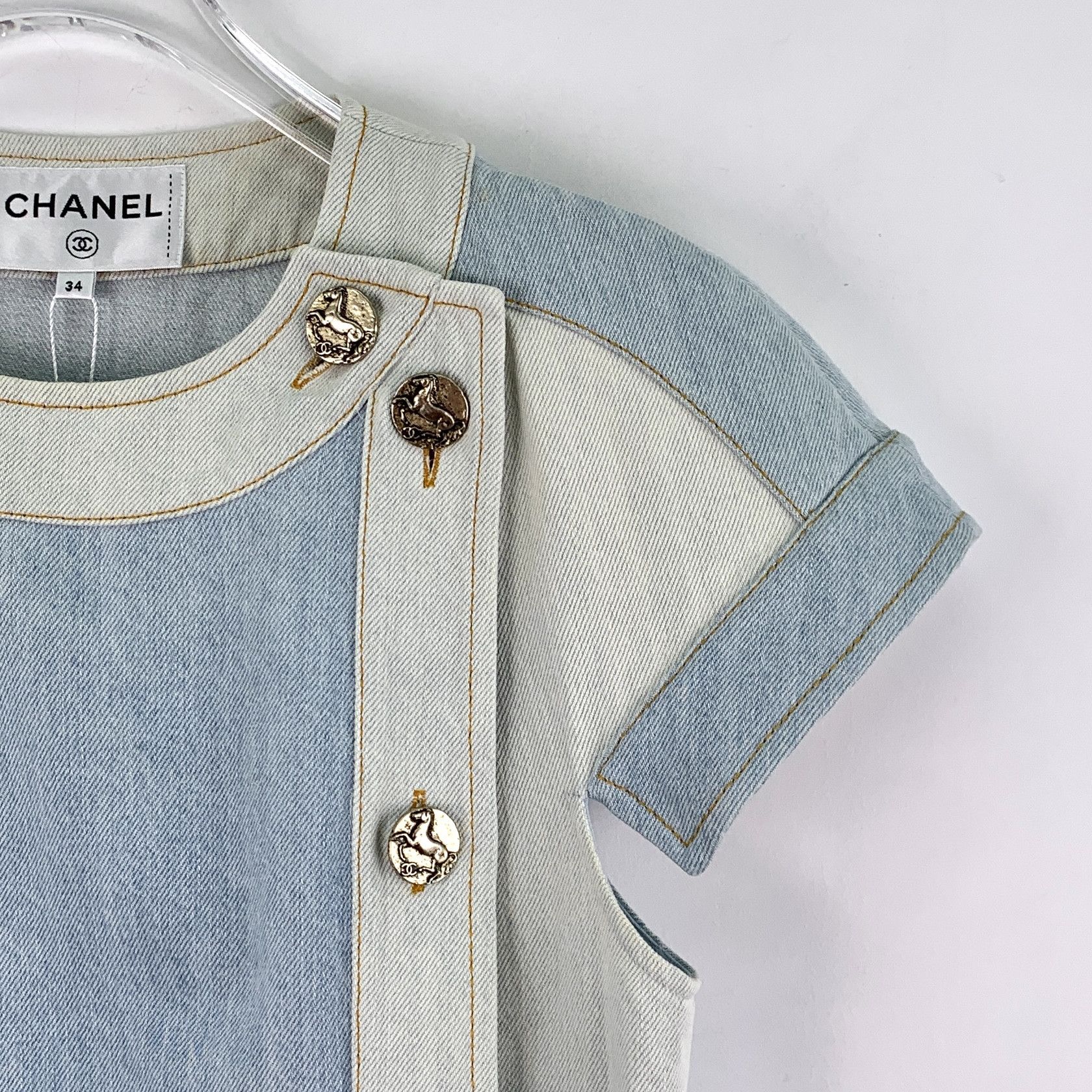Chanel Chanel Button Dress Light Blue (34) Size XXS / US 00 / IT 34 - 3 Thumbnail